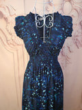 Ladies Apricot Navy Blue Long Maxi Dress
