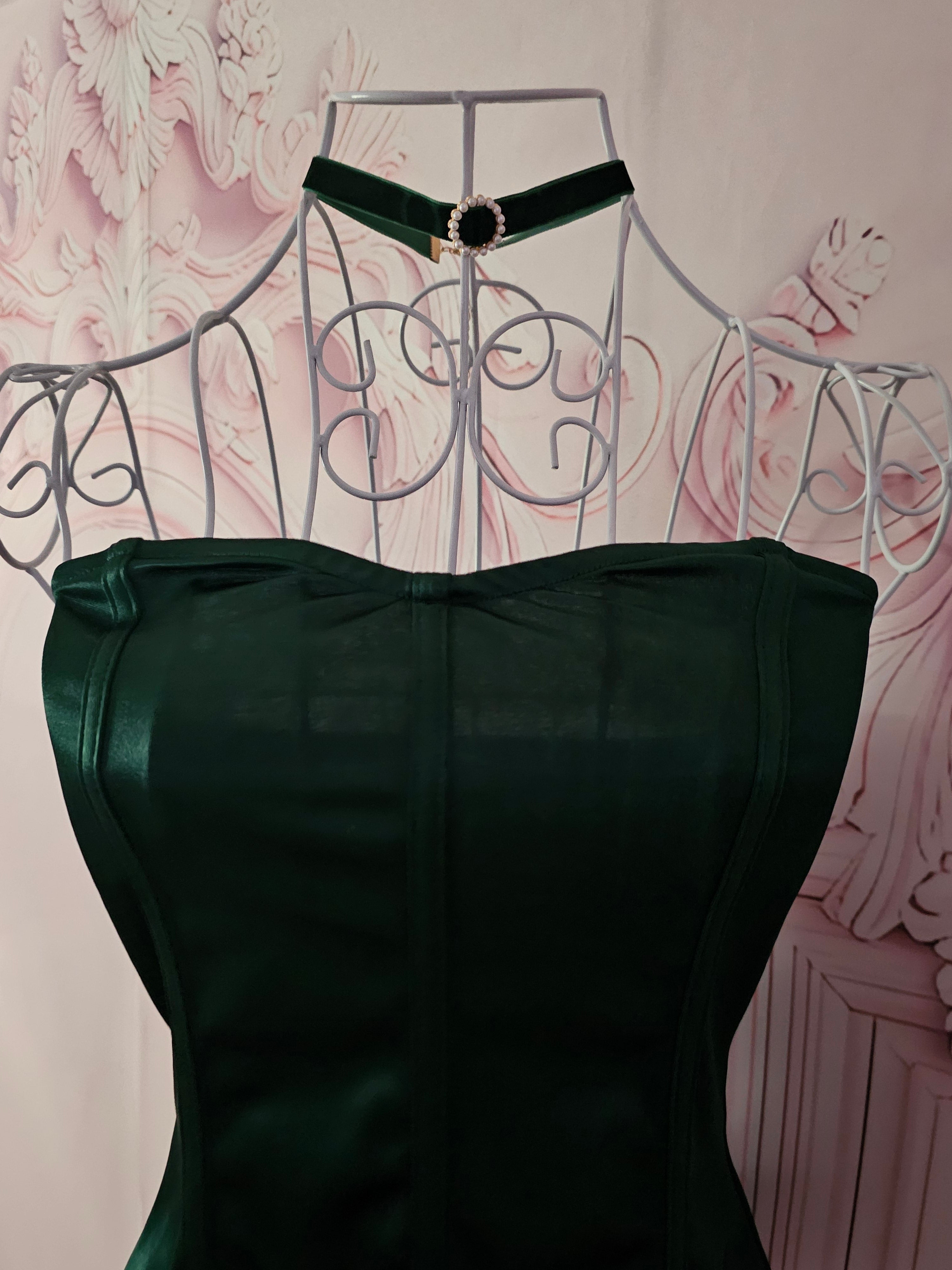 Ladies Dark Green Satin Classy Bodysuits x 2