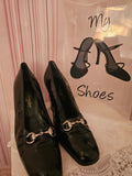 Ladies Russell & Bromley Black Paitent Crocodile Block Heels