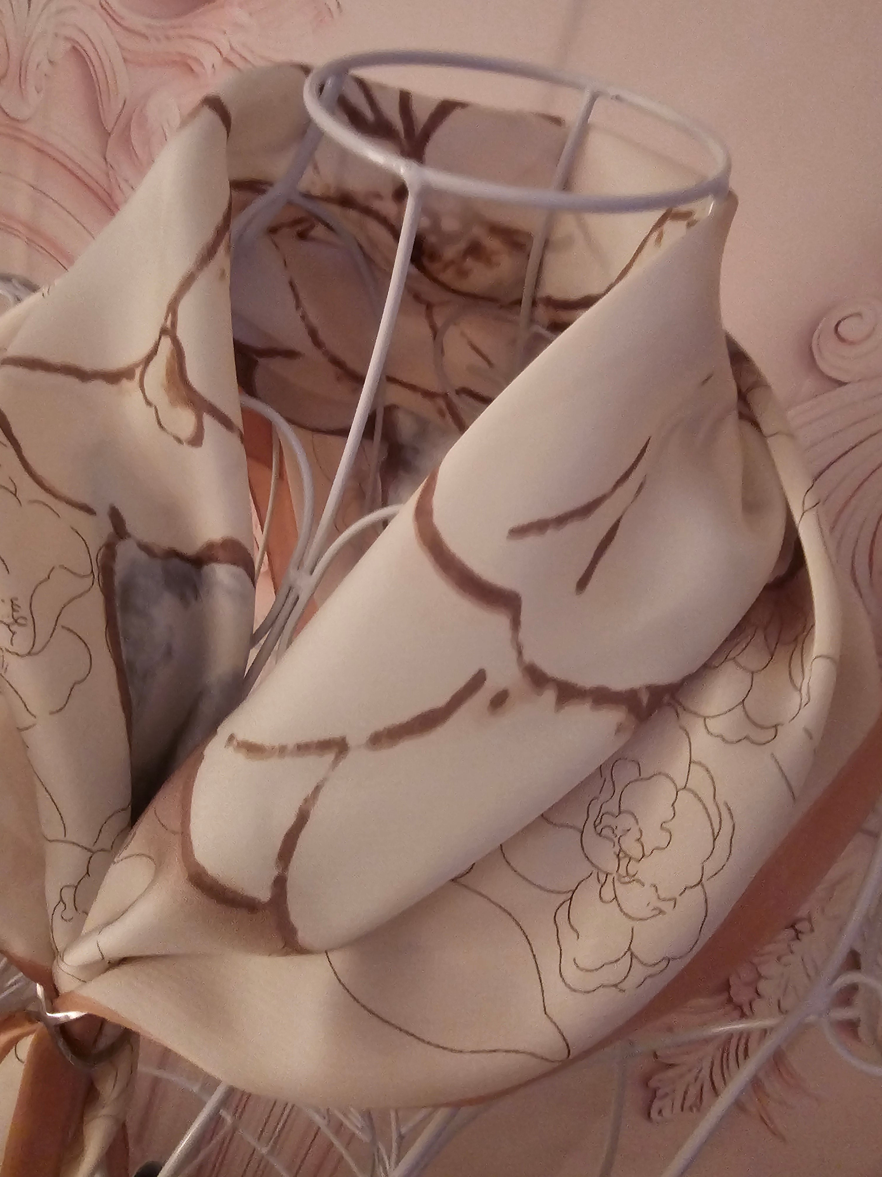 Ladies dusty pink & White with floral pattern Silk Blend Neck/Head Scarf