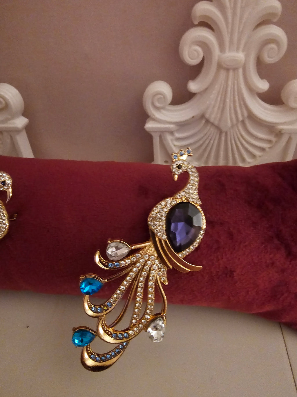 Ladies diamond set flamingo & peacock stunning brooches