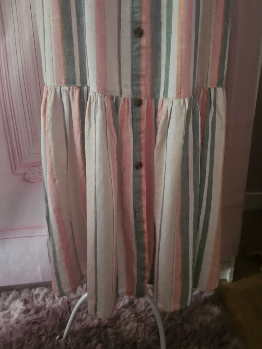 Ladies Pink & White Stripped Summer Dress