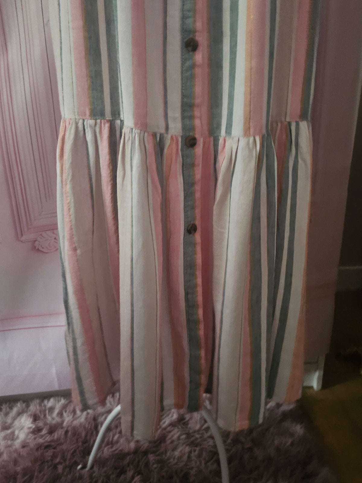 Ladies Pink & White Stripped Summer Dress