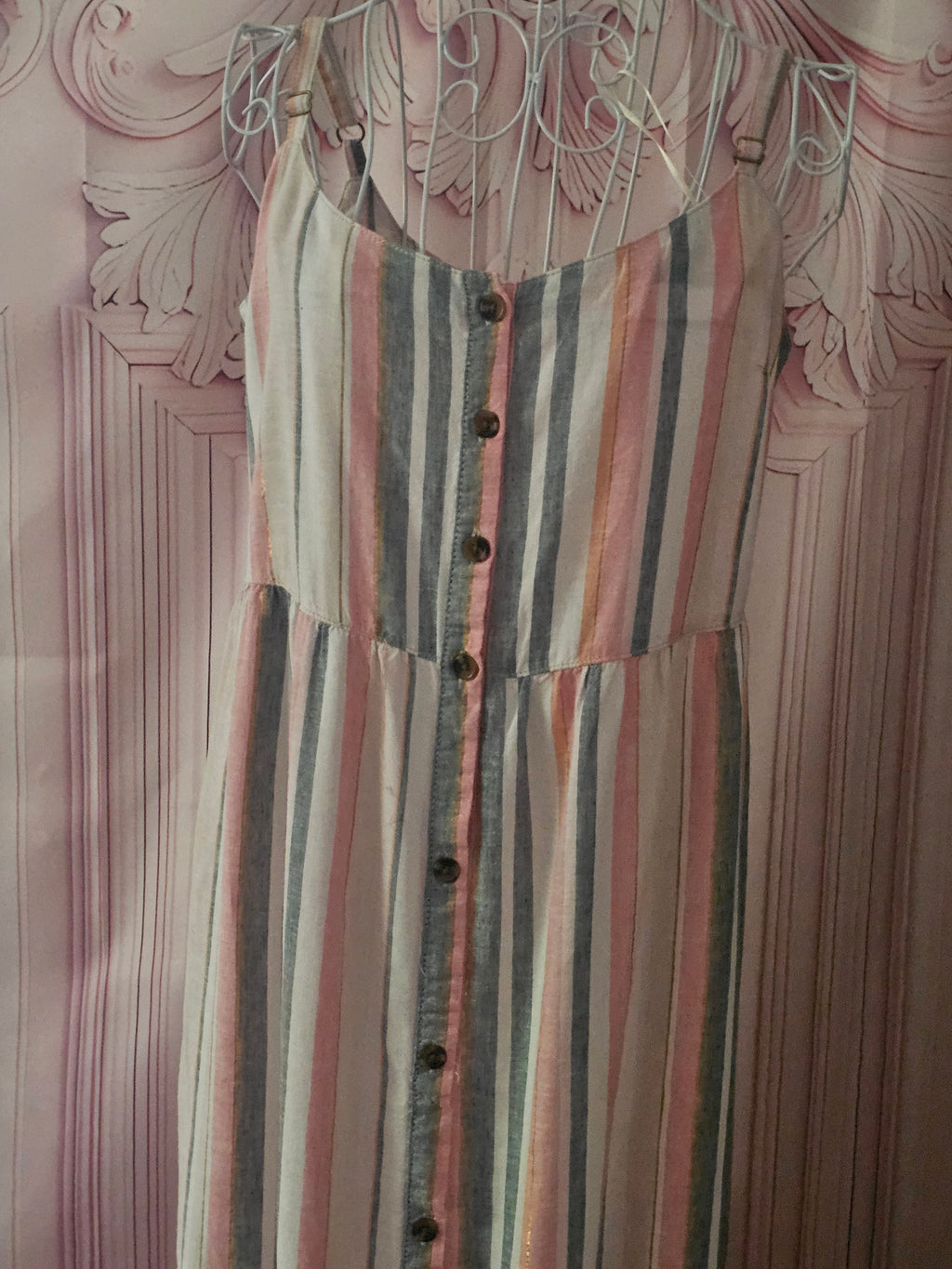 Ladies Pink & White Stripped Summer Dress