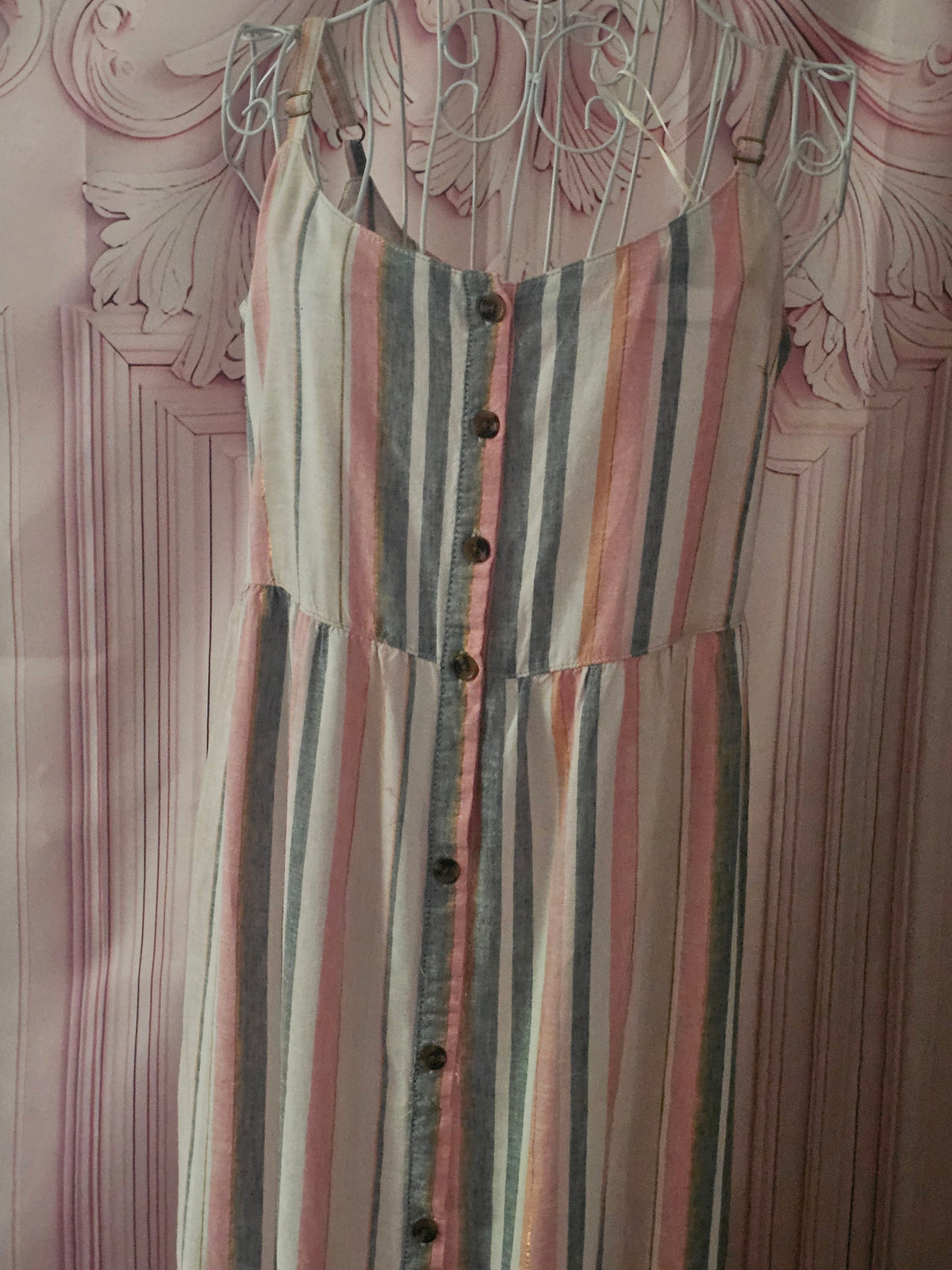 Ladies Pink & White Stripped Summer Dress