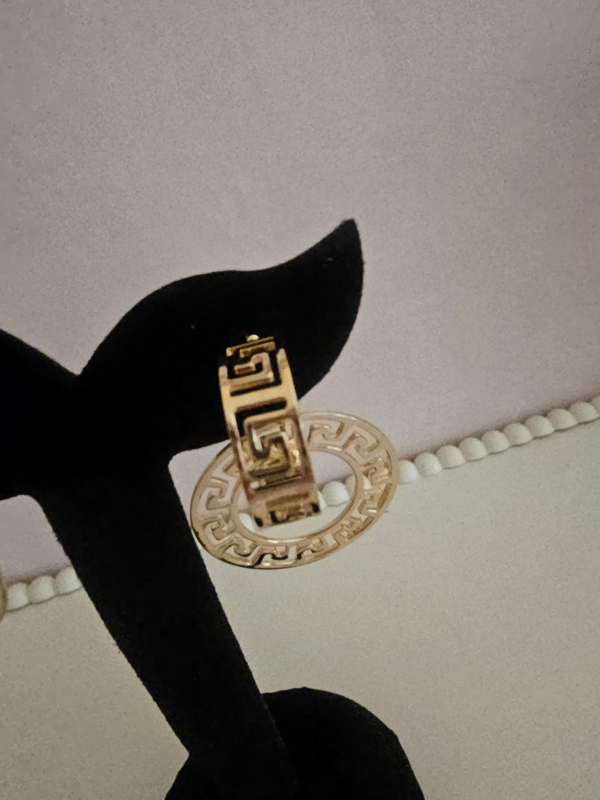 Ladies Greek Key Double Hoop Earrings