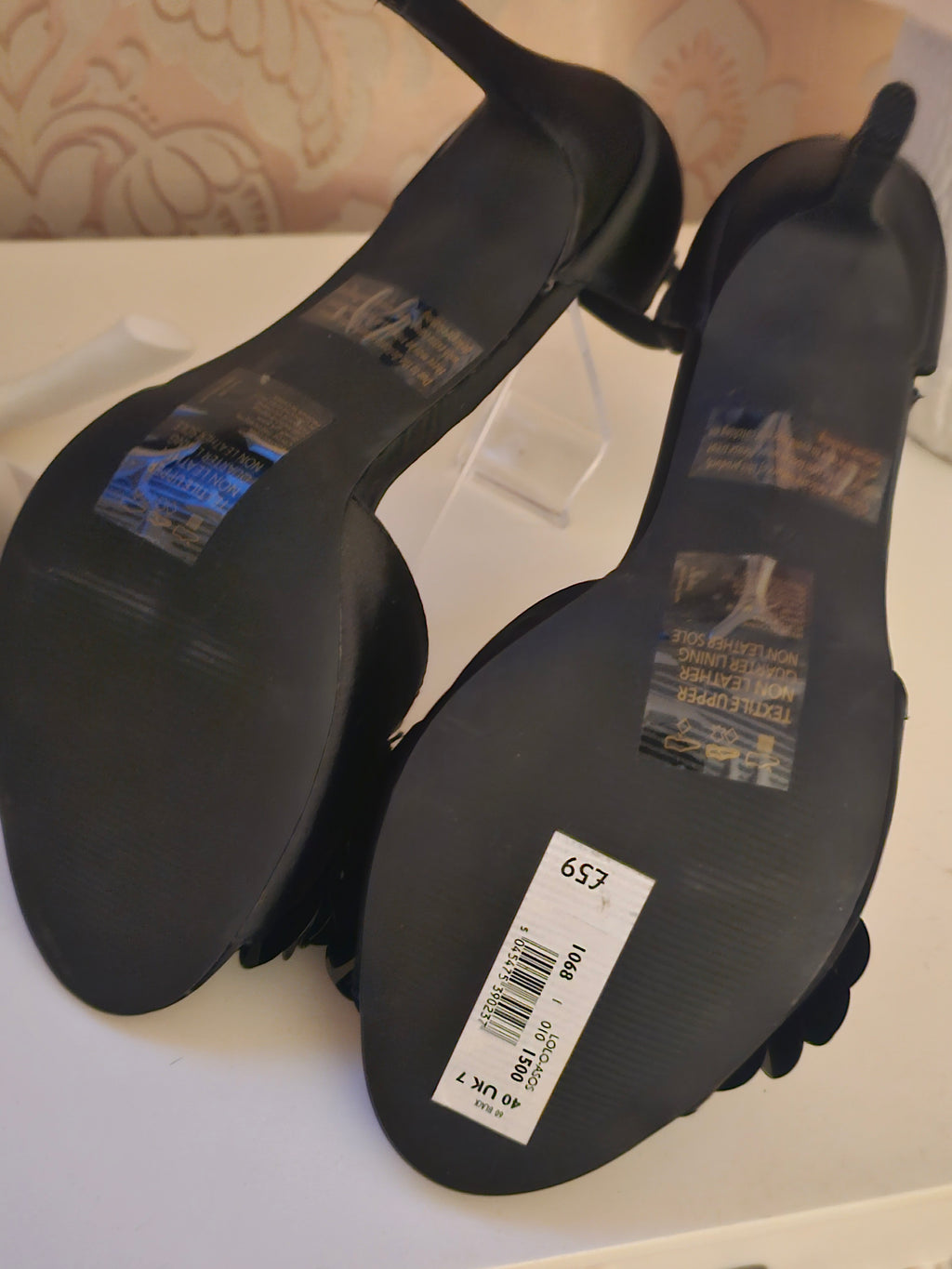 Ladies Black Faith Ankle Strap Heels