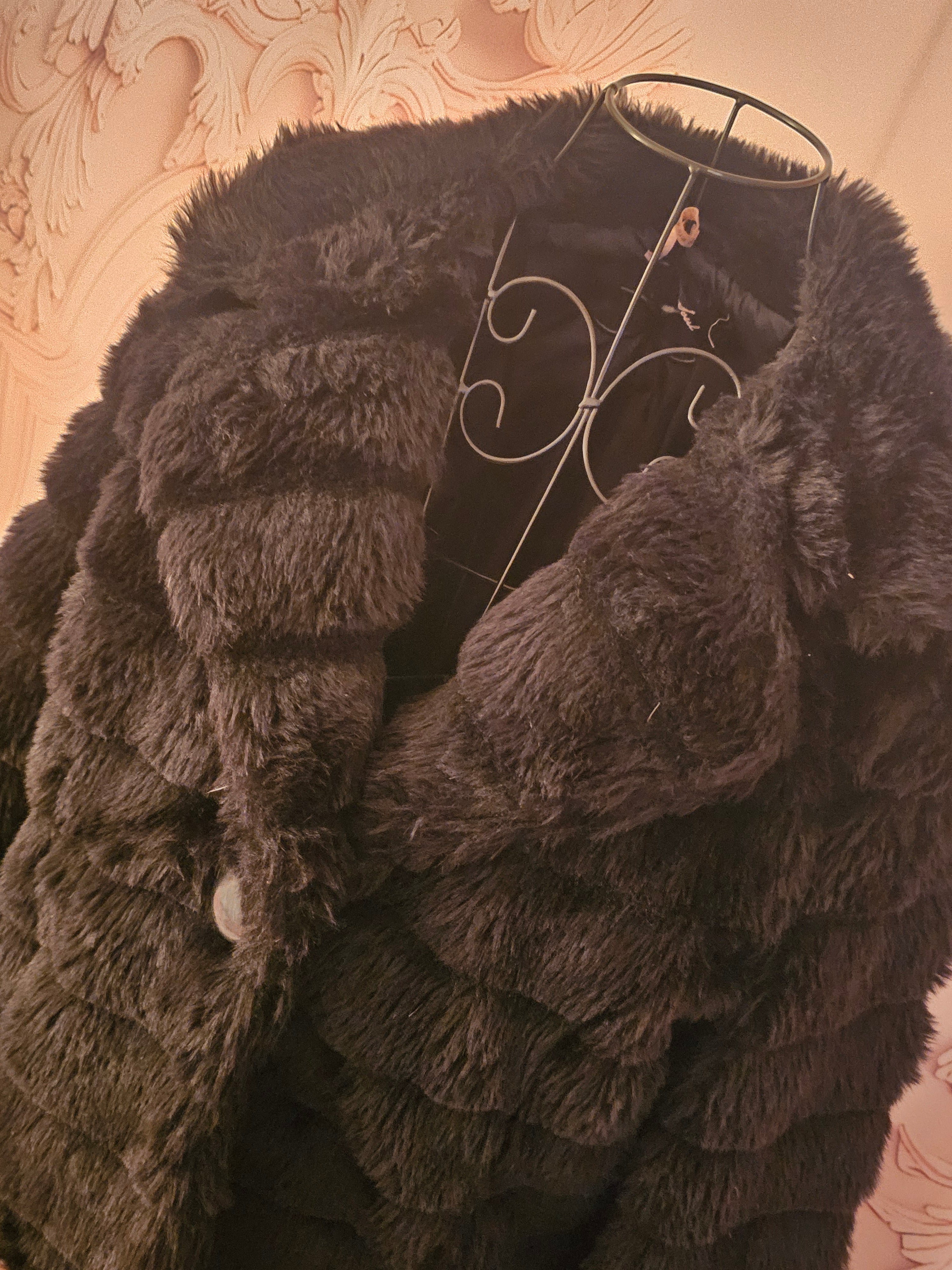 Ladies Black Brave Soul Short Fur Jacket