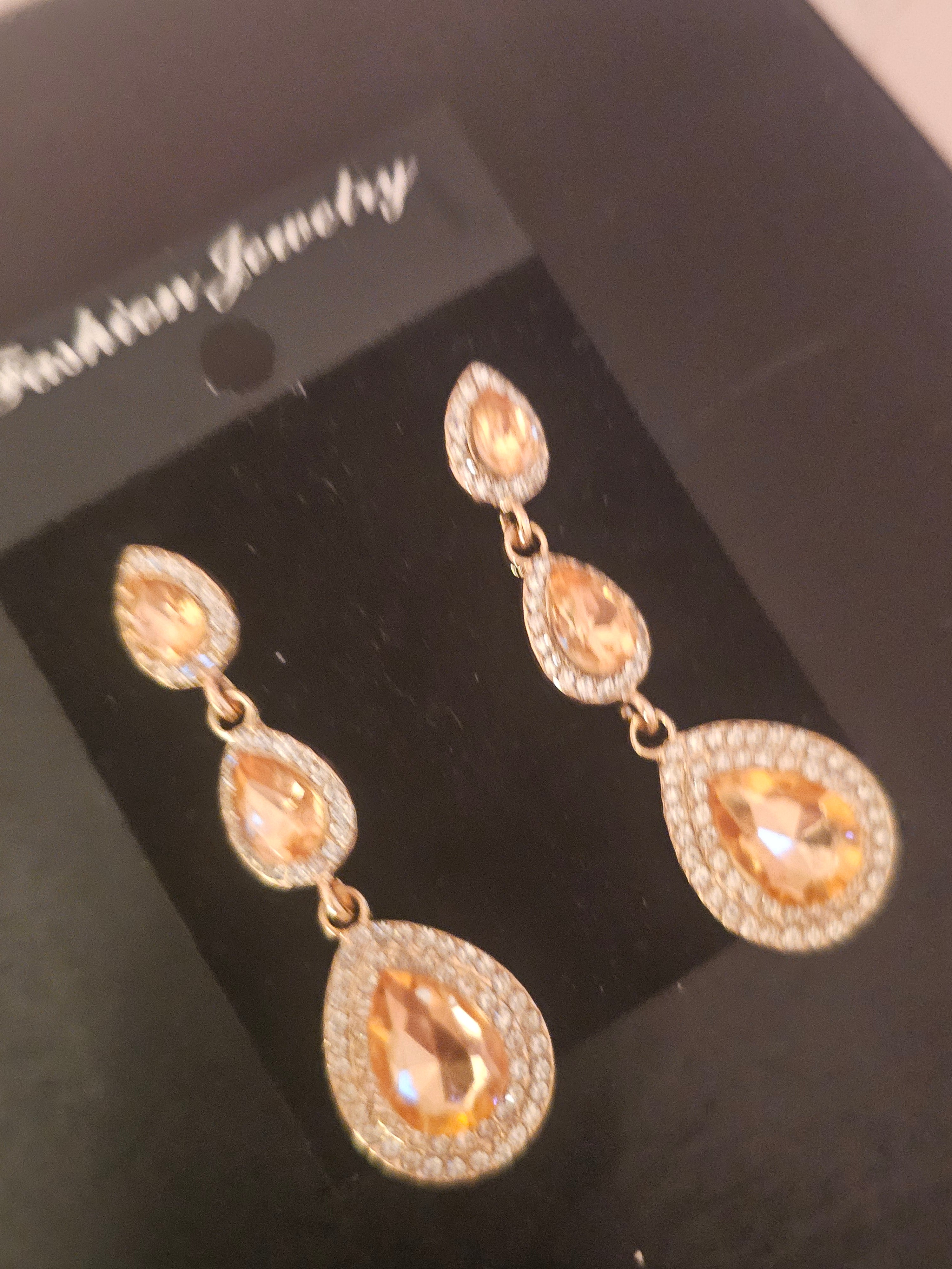 Ladies amber drop pendant classy earrings