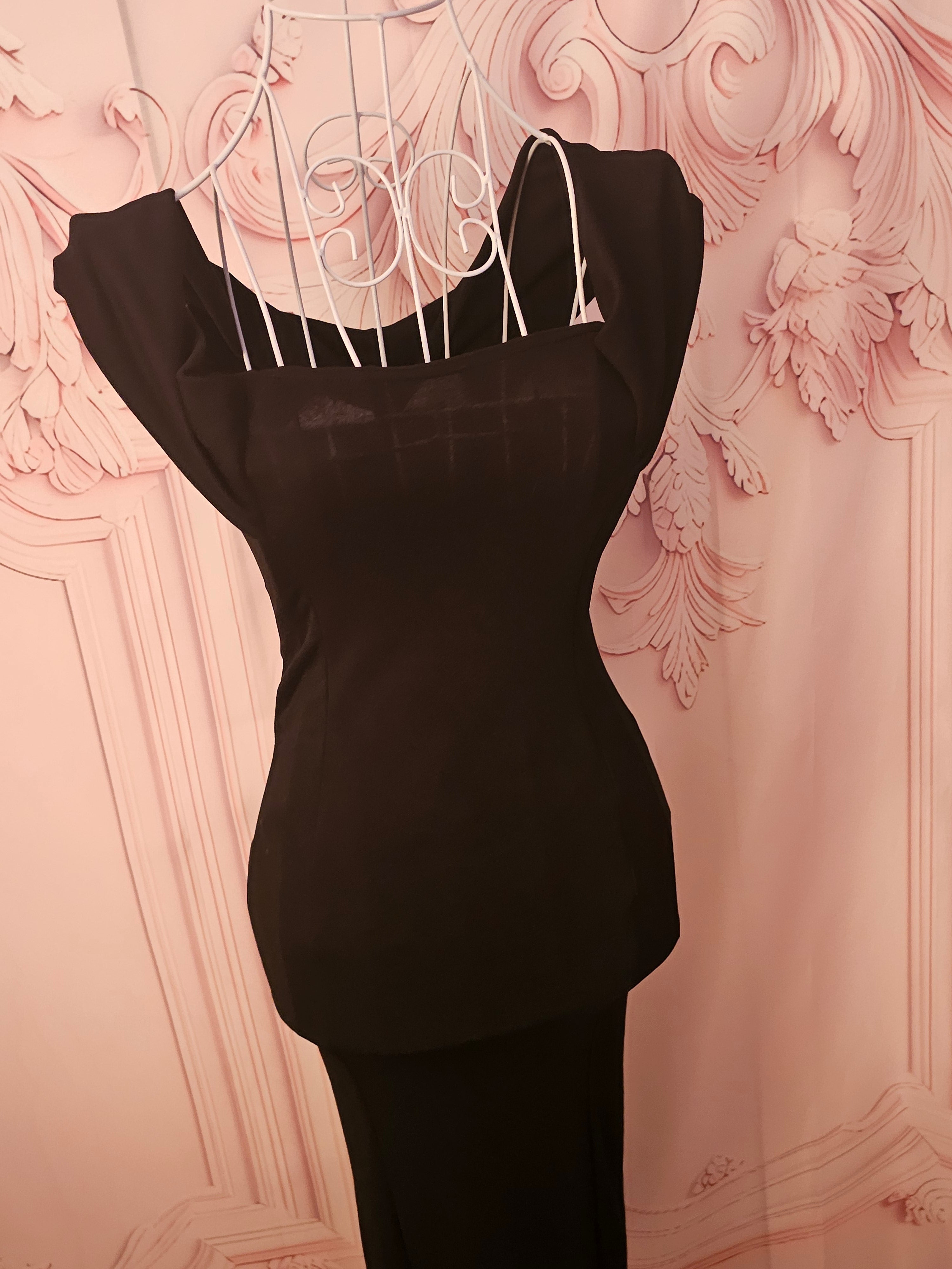 Ladies Pretty Little Thing black long Evening Gown