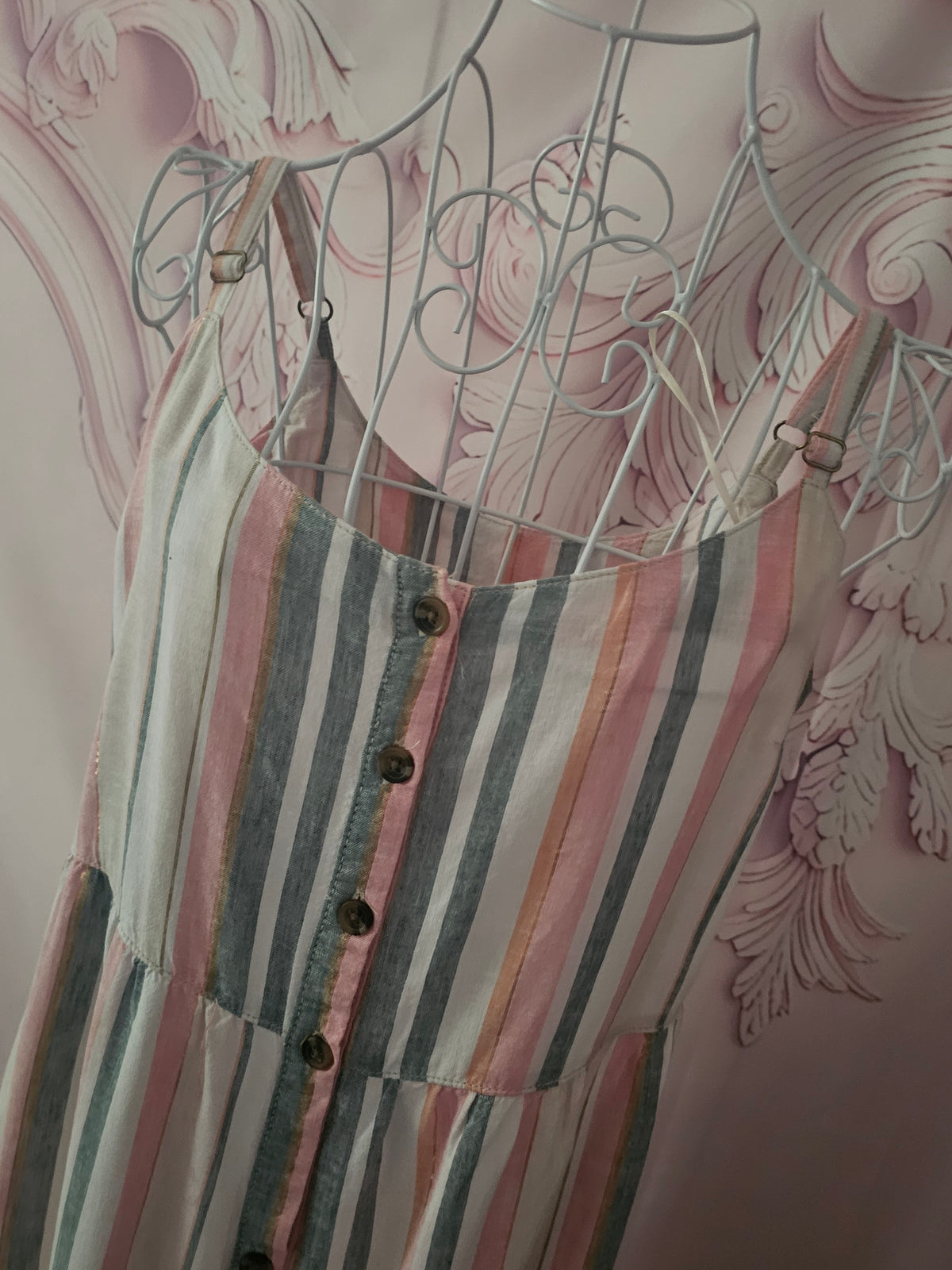 Ladies Pink & White Stripped Summer Dress