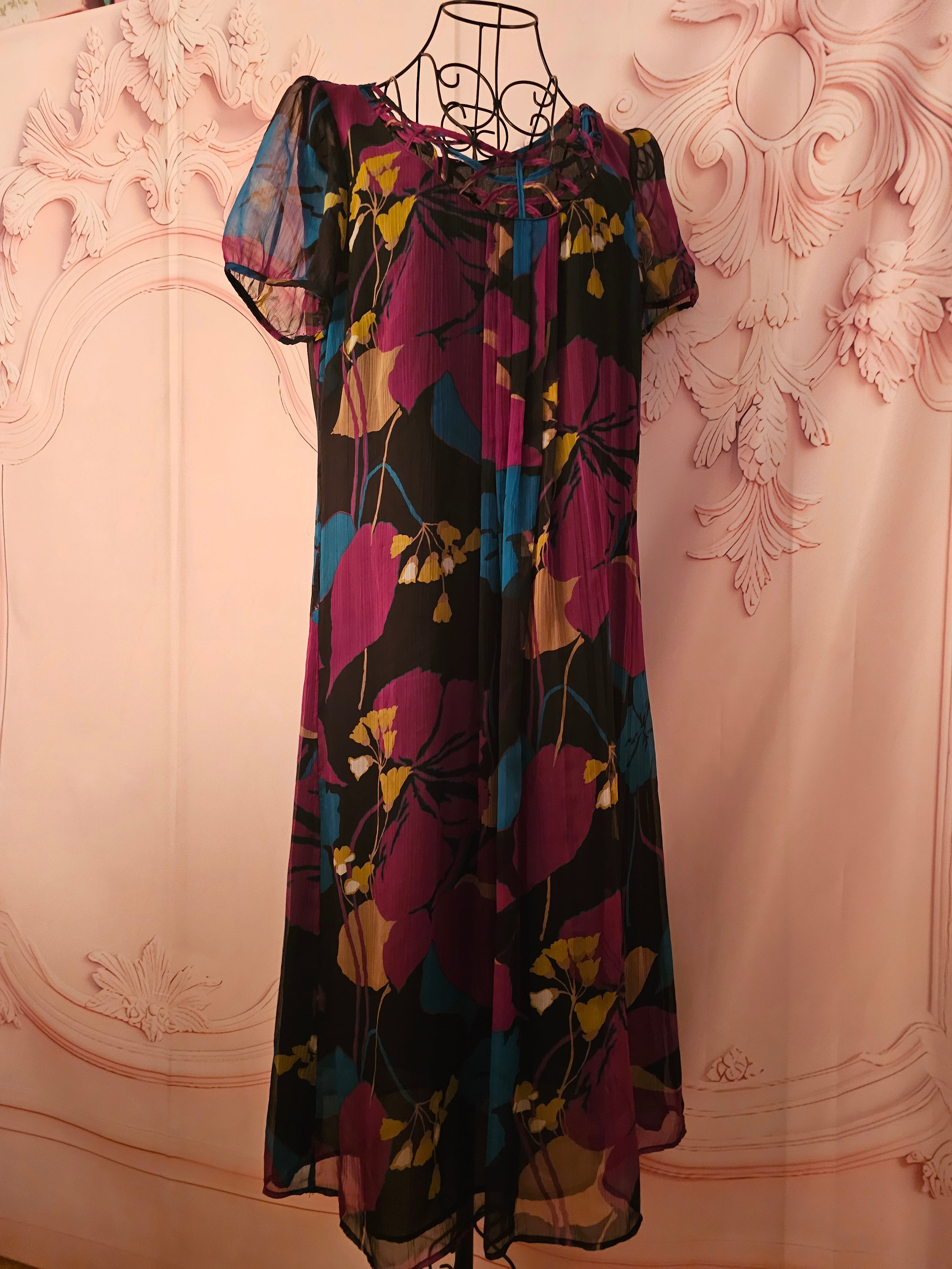 Ladies Monsoon Chiffon Lined Multi coloured print Dress