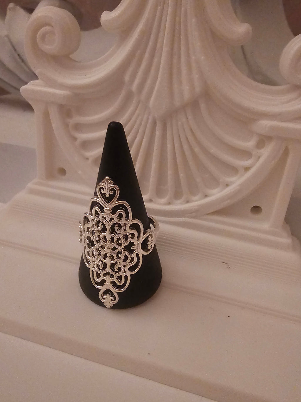 Ladies silver boho style ring