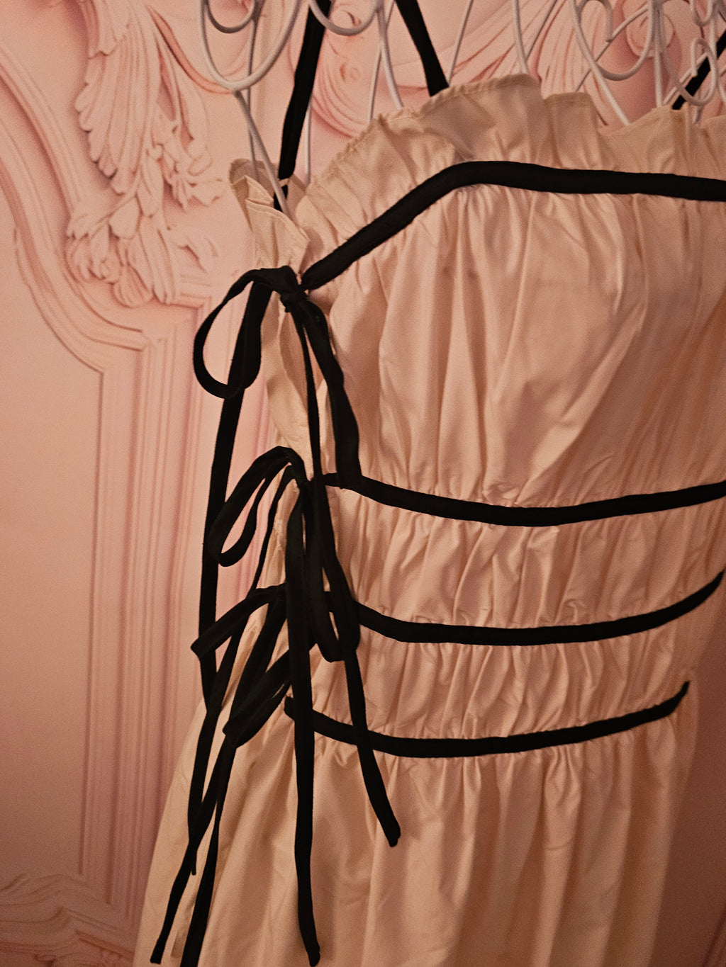 Ladies Boohoo Cream & Black Cotton Maxi Dress