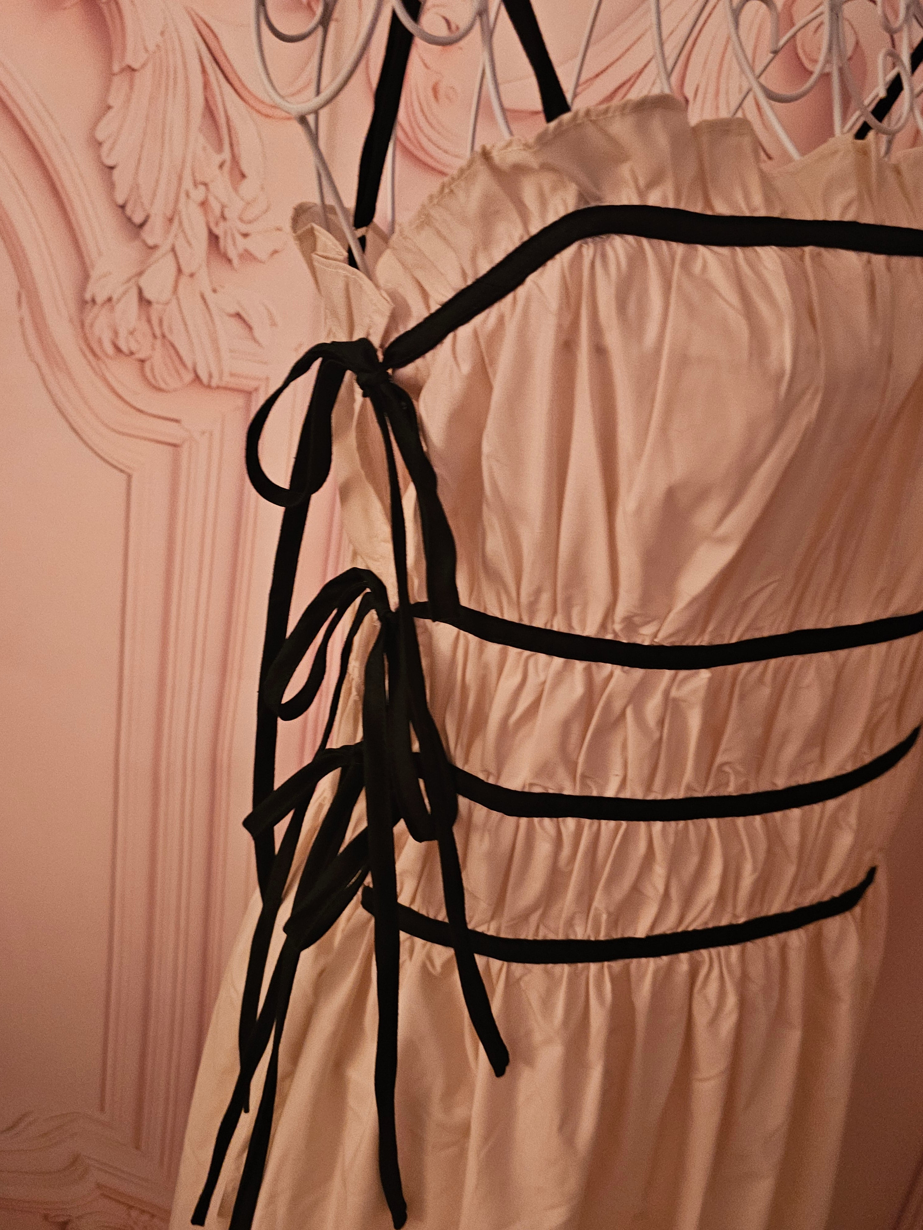 Ladies Boohoo Cream & Black Cotton Maxi Dress