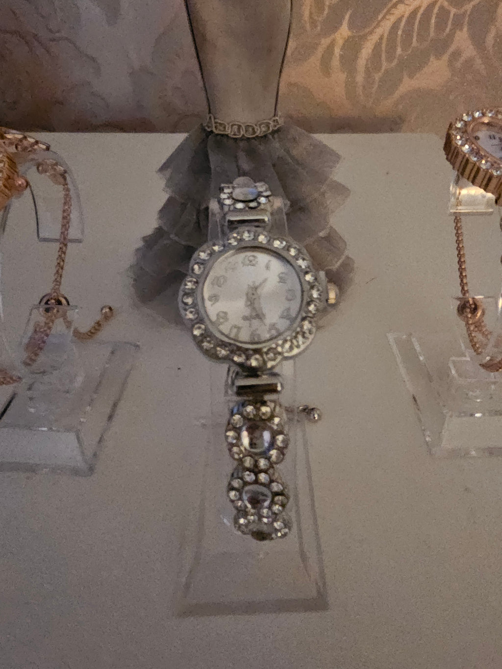 Ladies Silver Diamonte Watch