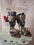 Ladies Bronze Coloured Strappy Stilletto Heels