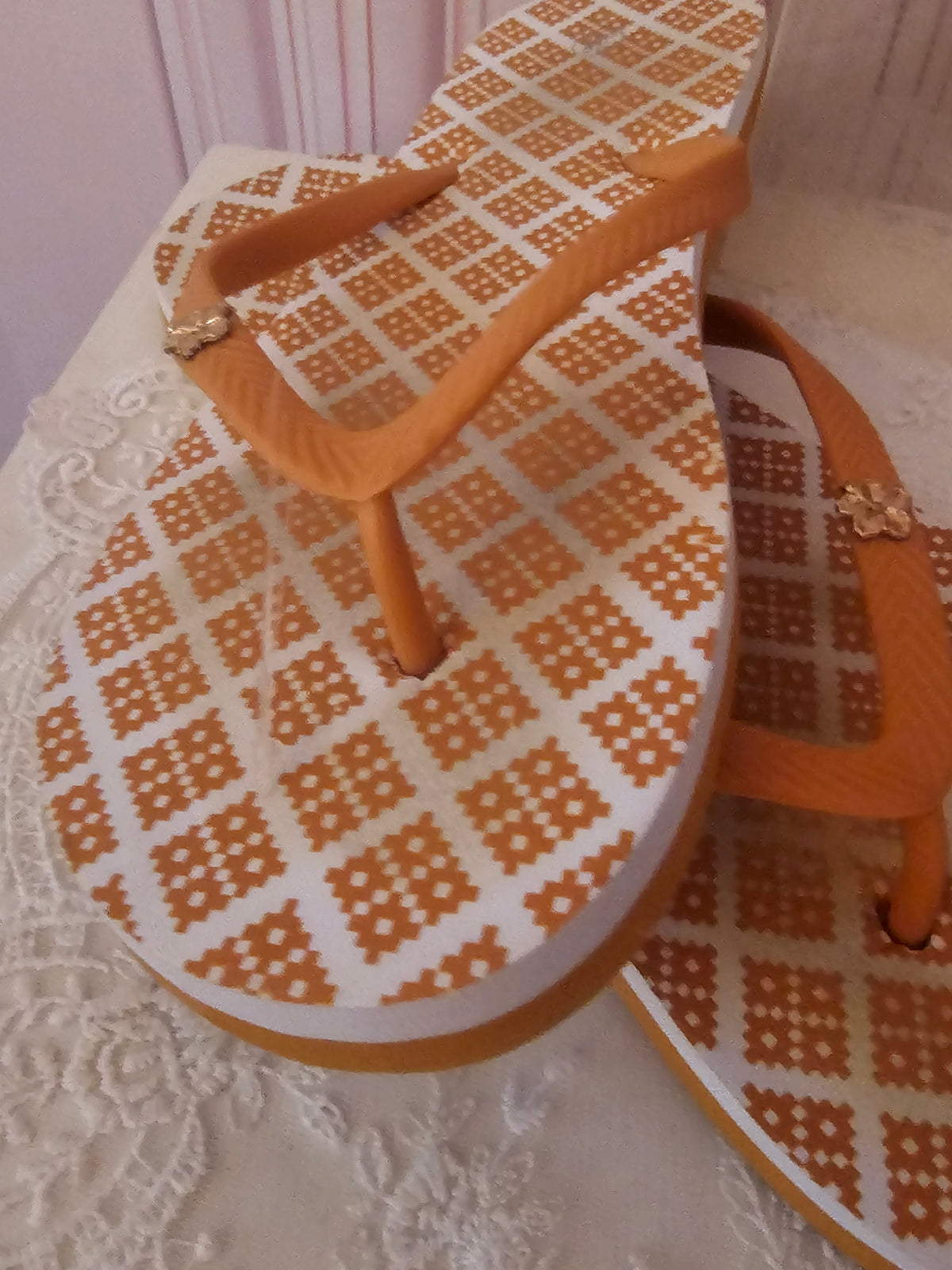 Ladies Orange thong toed Flip Flops