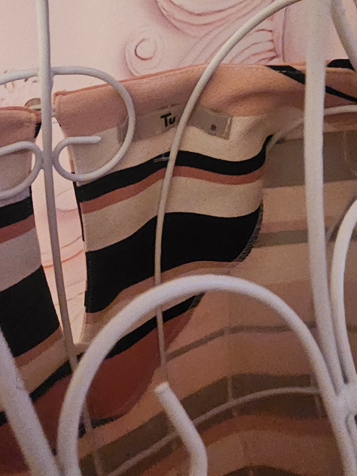 Ladies pink, navy blue & cream stripped dress
