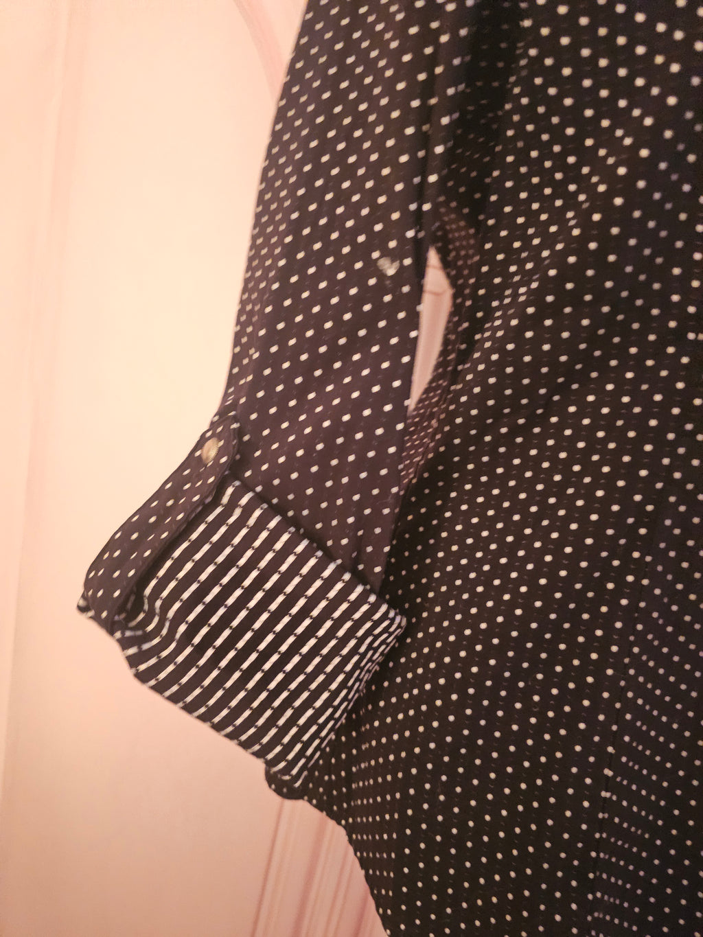 Ladies Next Black & White Polka Dot frilled Top