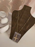 Ladies Gold Necklace with Gold Diamonte Cross Pendant