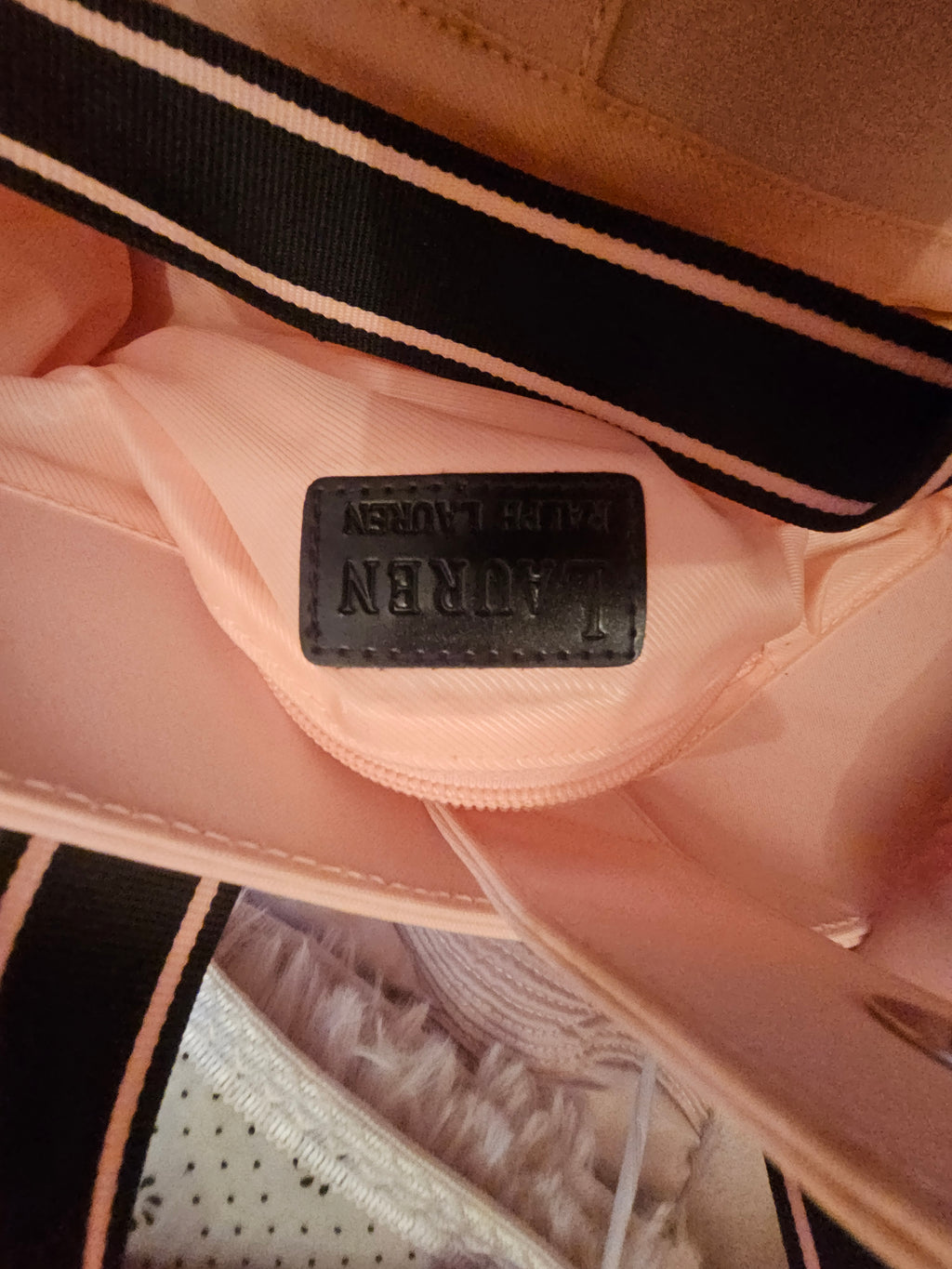 Ladies Ralph Lauren Navy Blue& Baby Pink Tote Bag