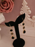Ladies Black and Gold Droplet Design Earrings