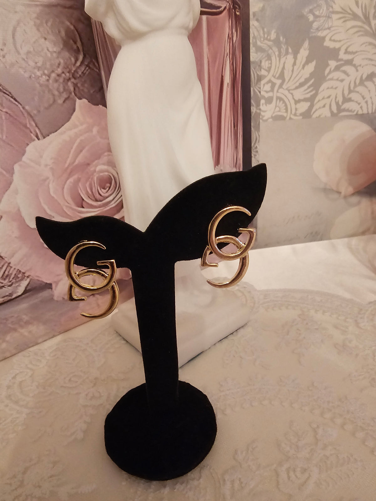 Ladies 2 x gold double GG design classy dress earrings
