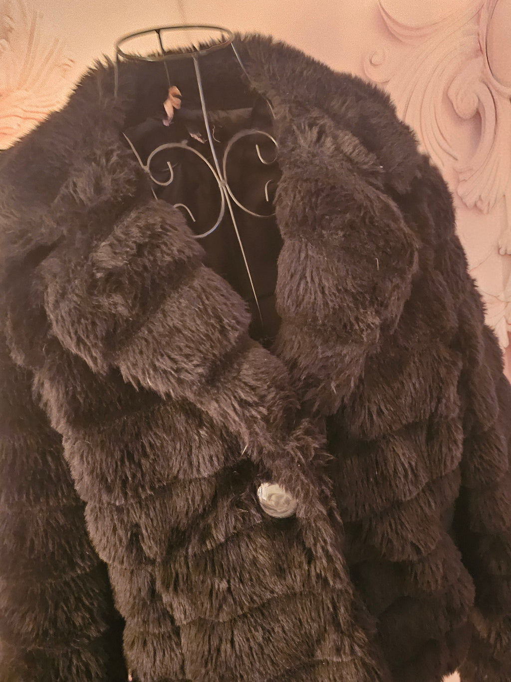 Ladies Black Brave Soul Short Fur Jacket