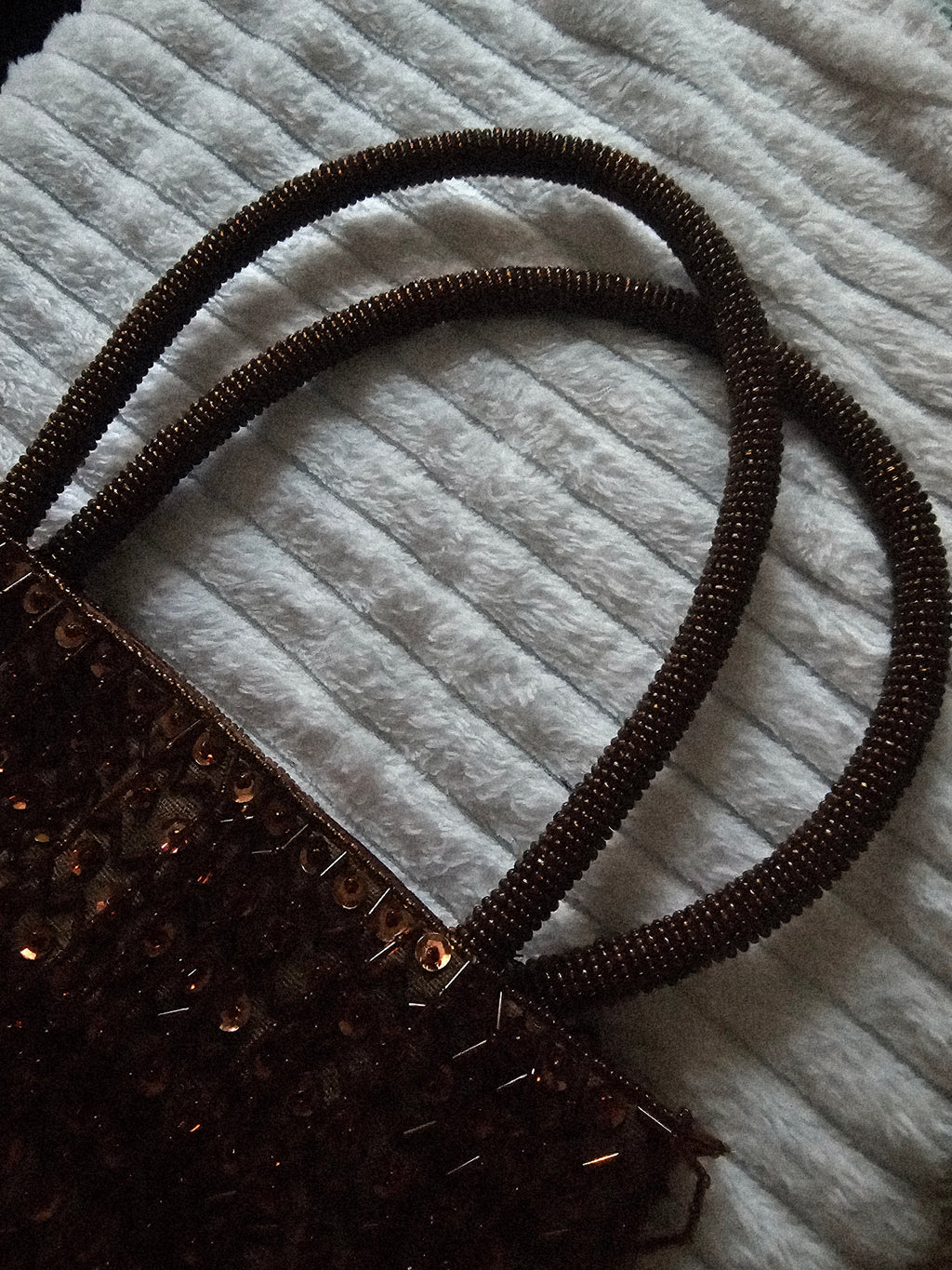 Ladies Bronze sequenced & Fringed evening bag