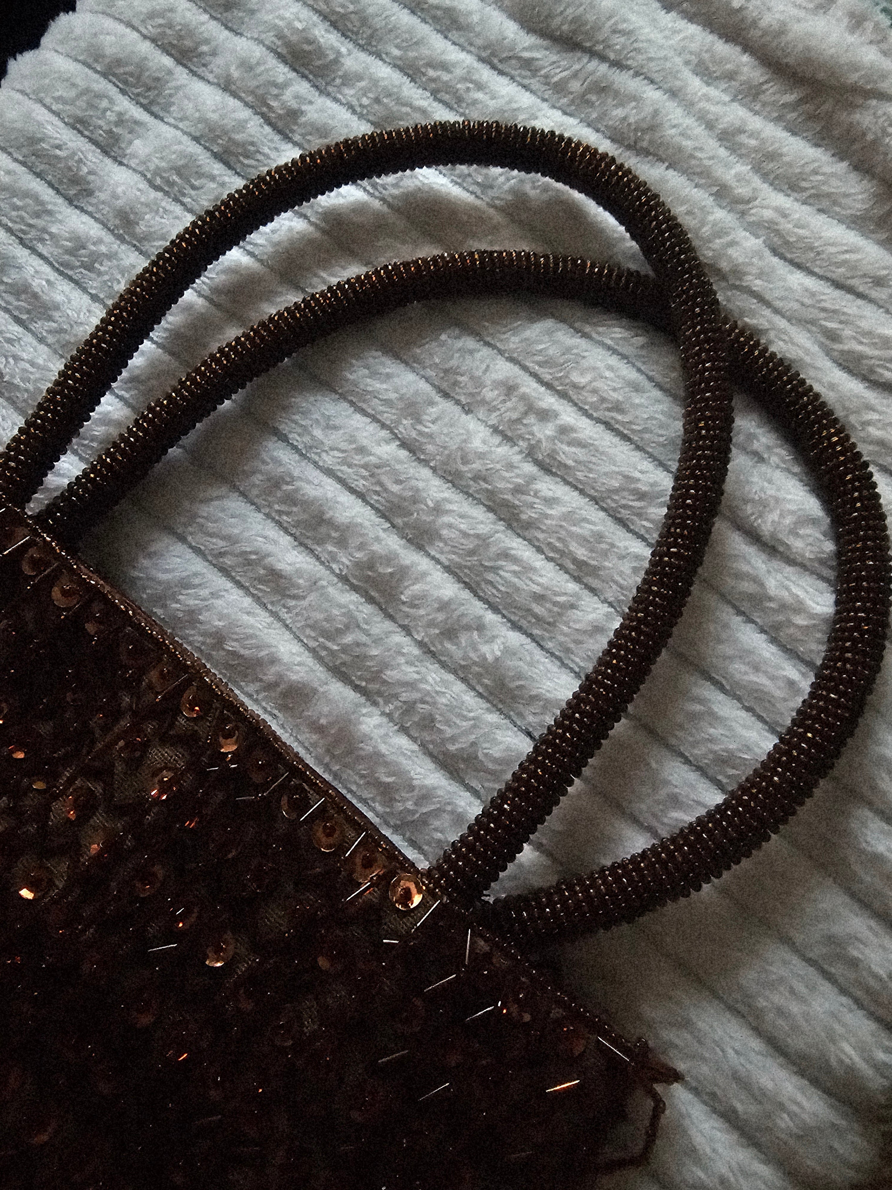 Ladies Bronze sequenced & Fringed evening bag