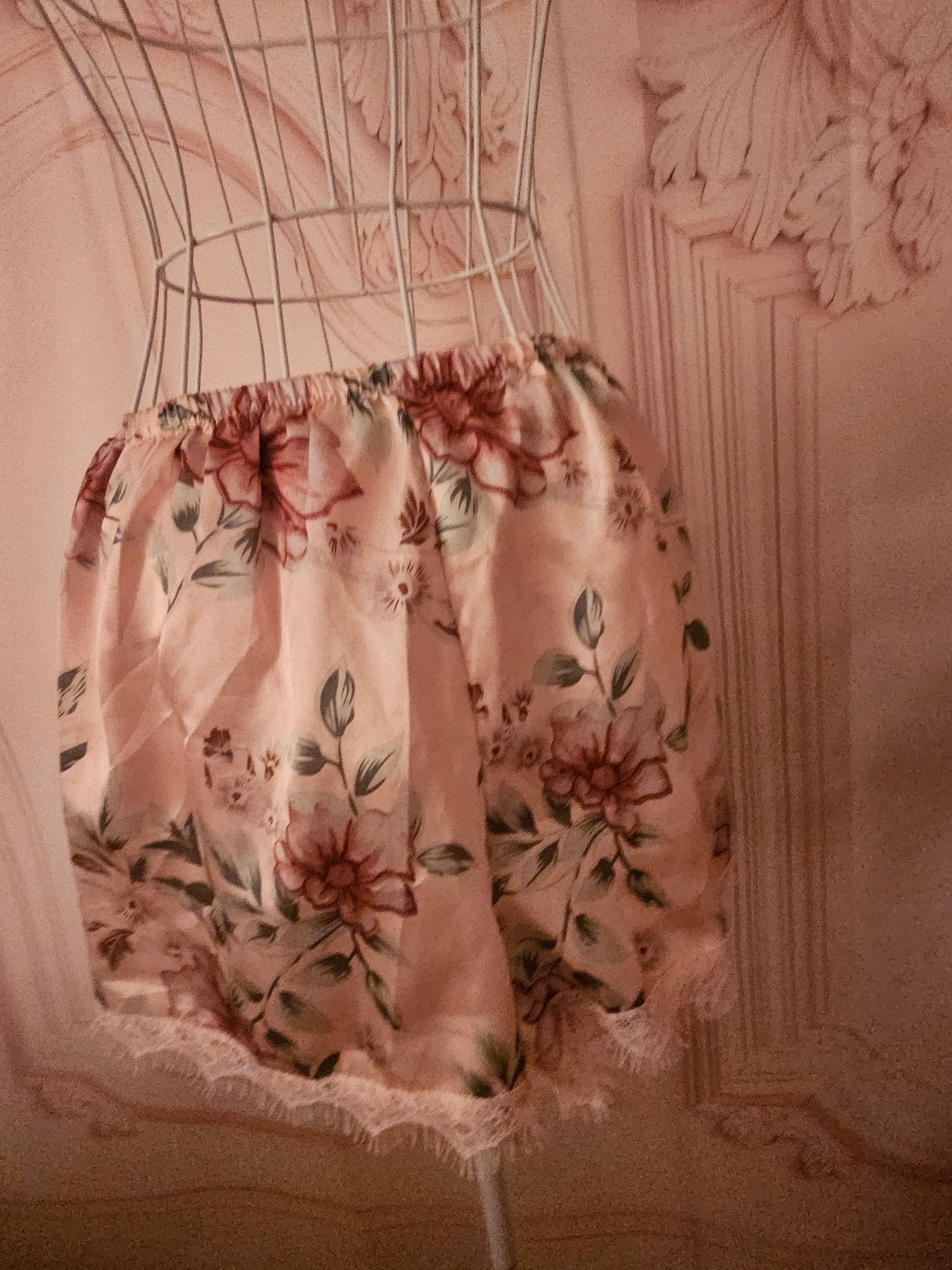 Ladies Pink Floral Satin 4 piece Lingerie Nightwear