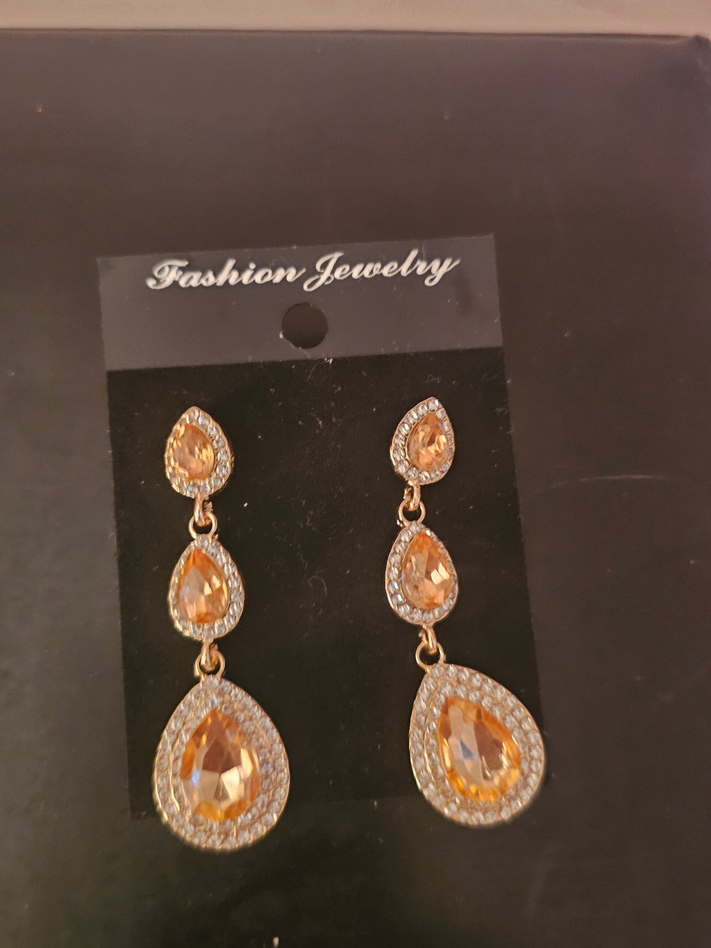 Ladies amber drop pendant classy earrings