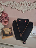 Ladies Pink Square Diamonte Jewellery Set