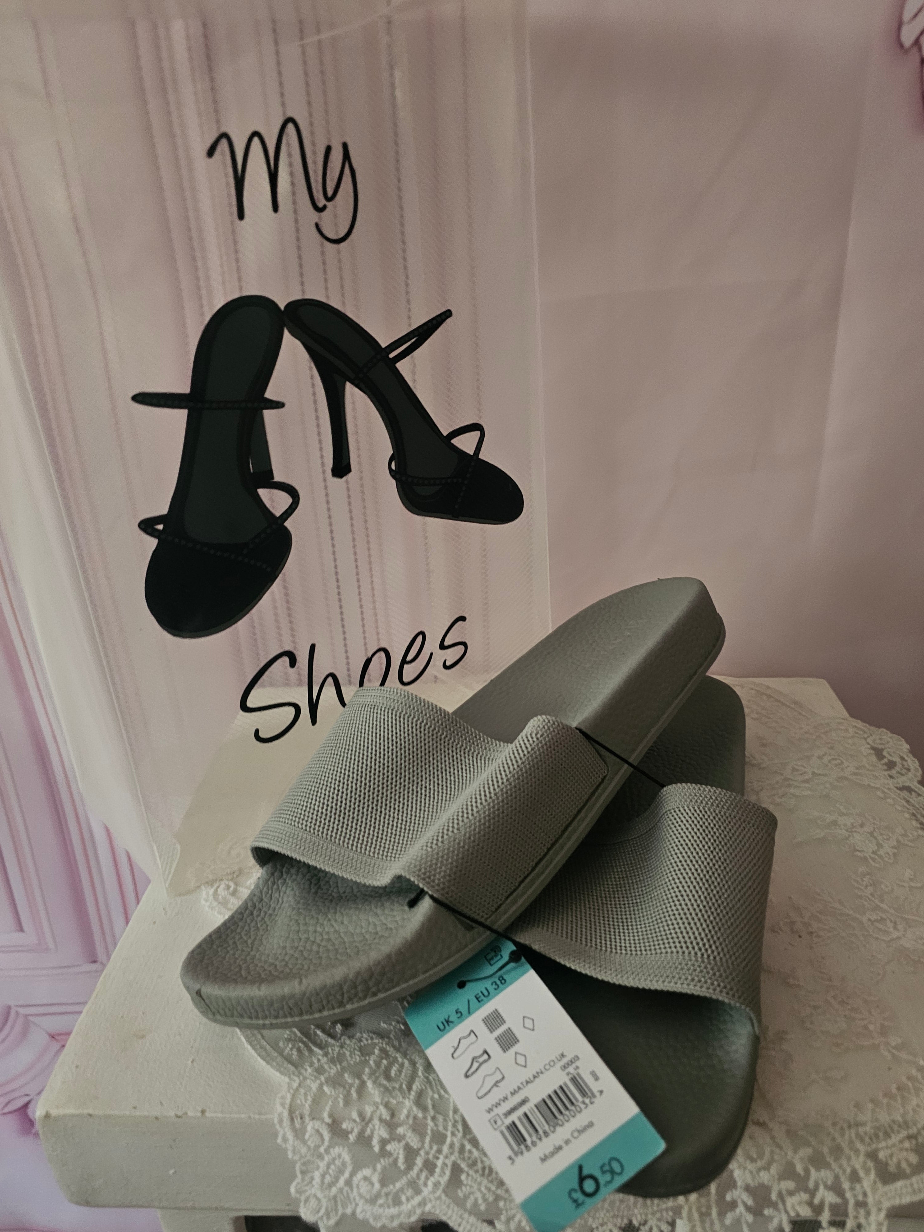 Ladies Grey Sliders