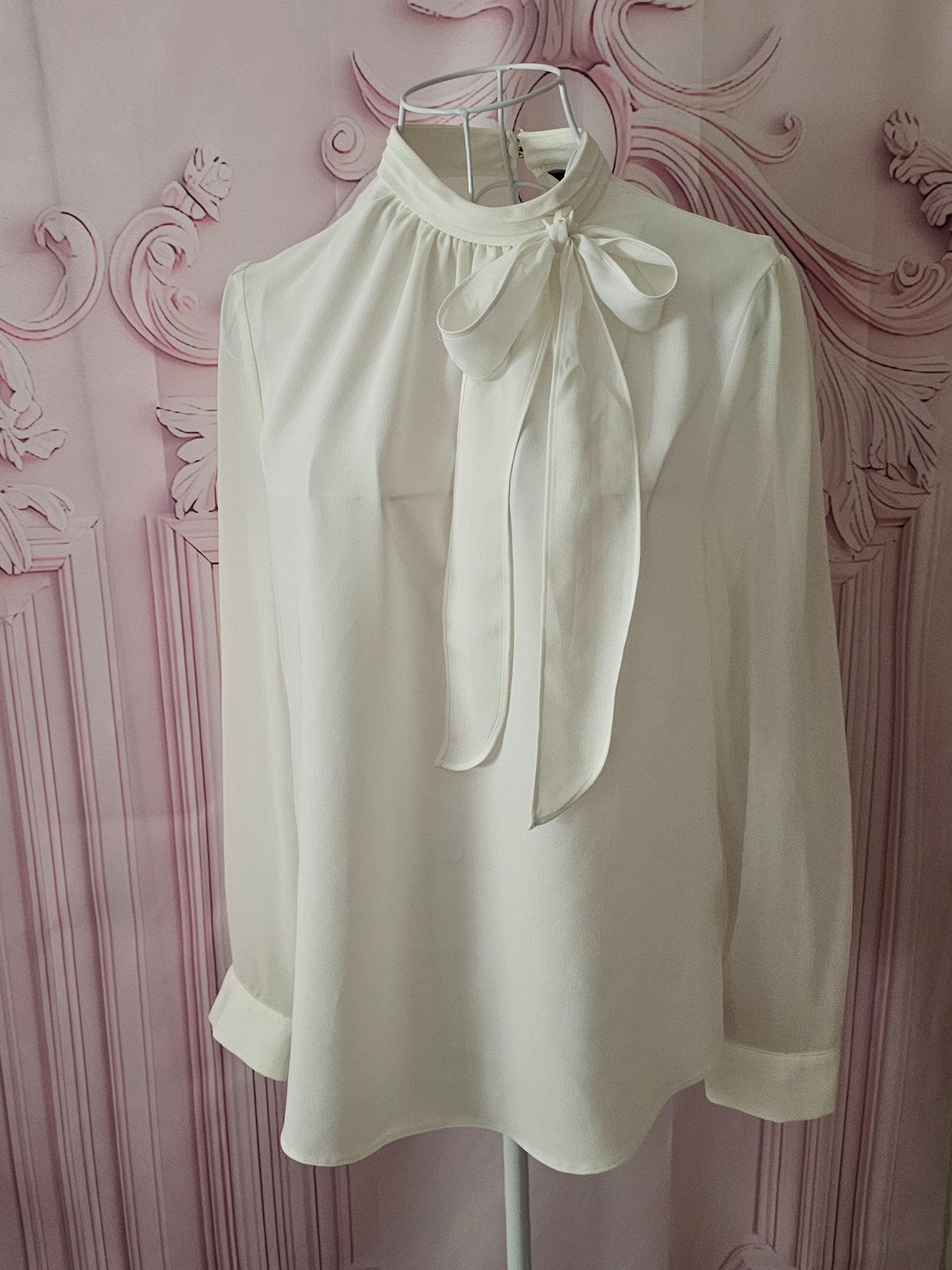 Ladies Dorothy Perkins White Tie Bow Neck Design