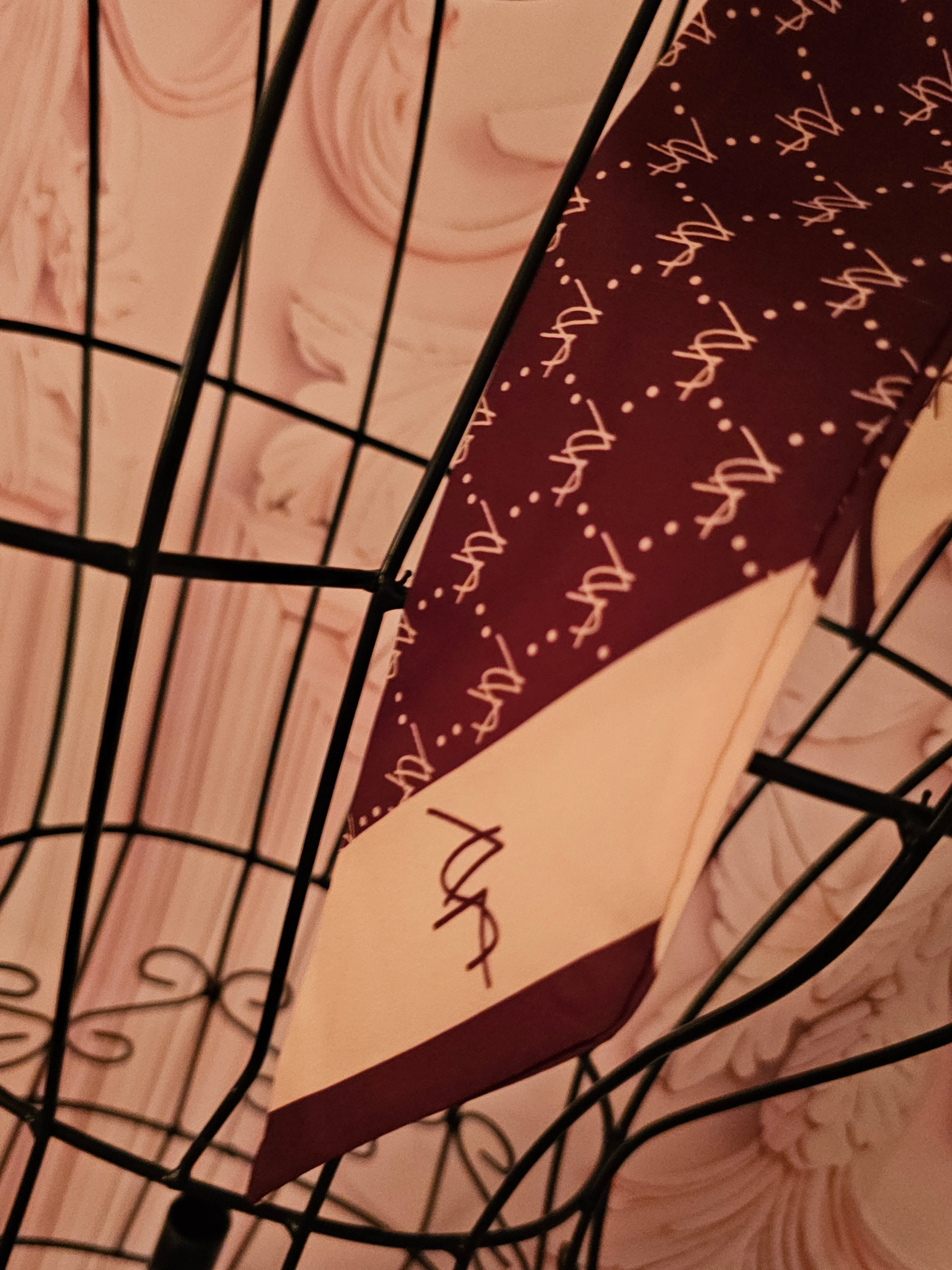 Ladies Burgundy & Cream Silk Necktie