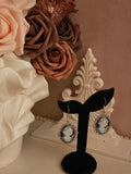 Ladies Blue with White Cameo Head Pendant Earrings