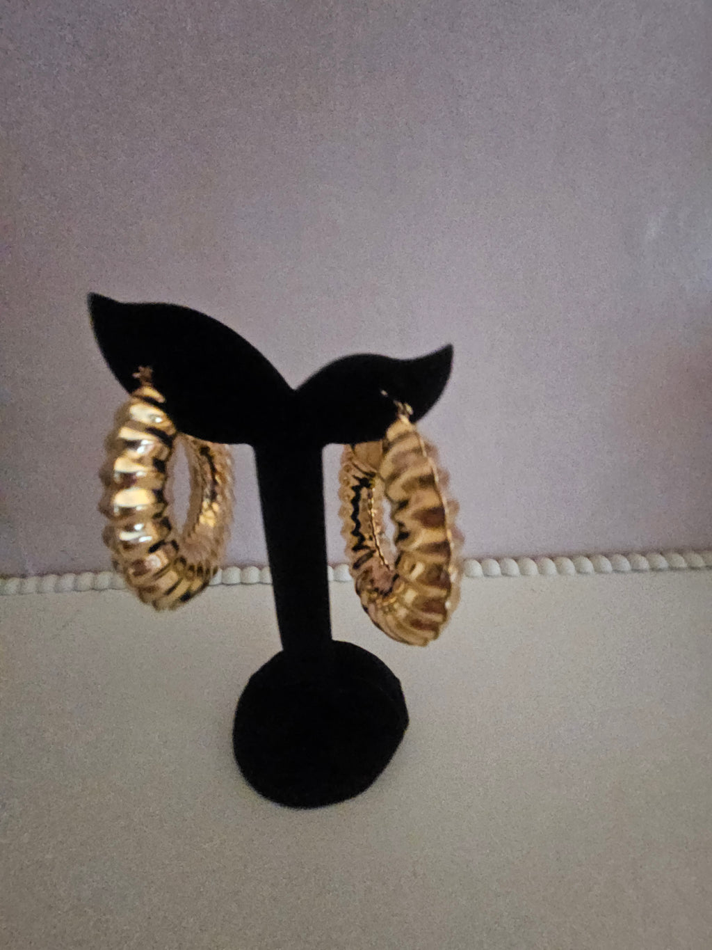 Large Golden Bamboo Style Hoops