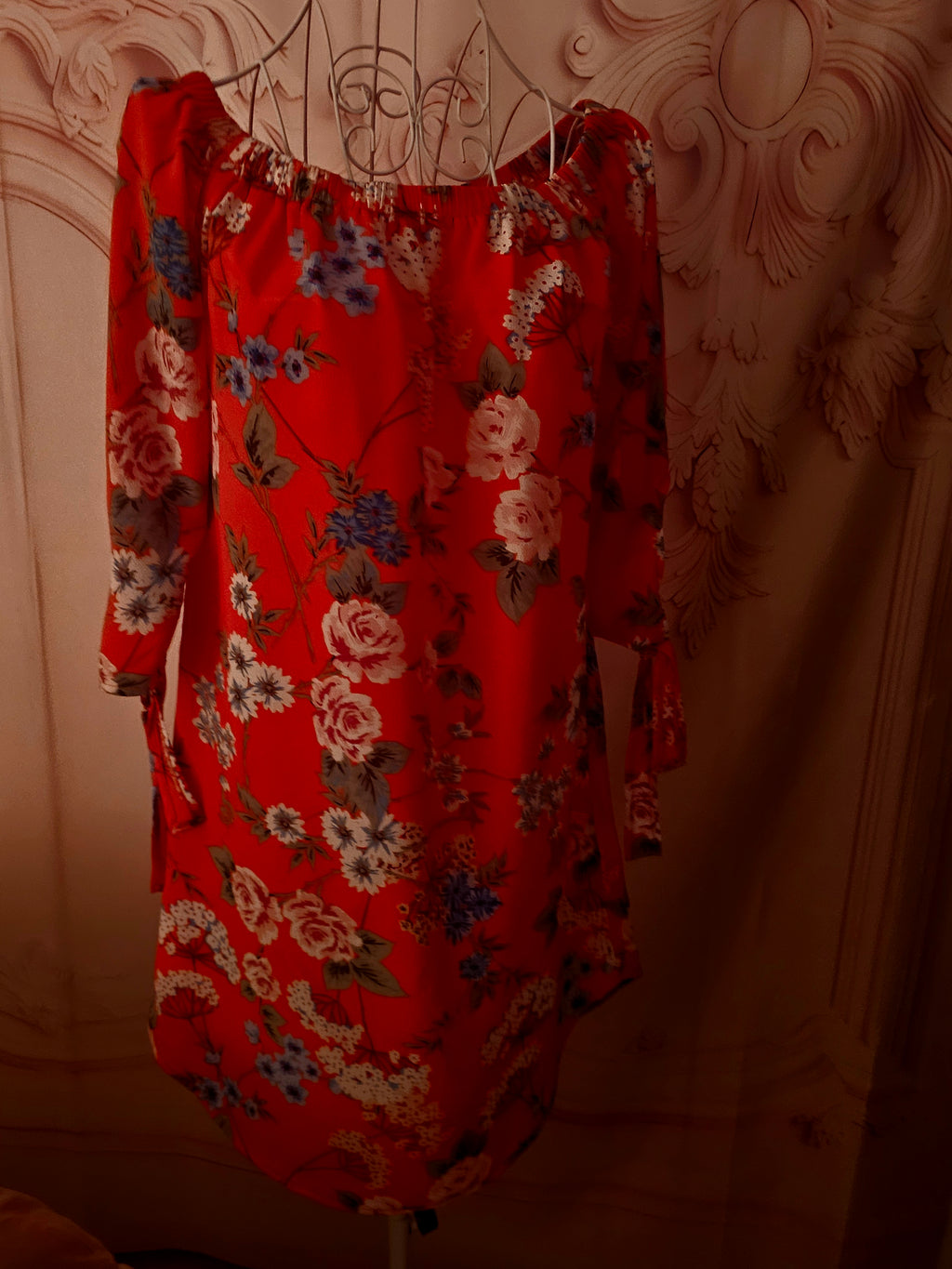 Ladies New Look Red off shoulder smock dress