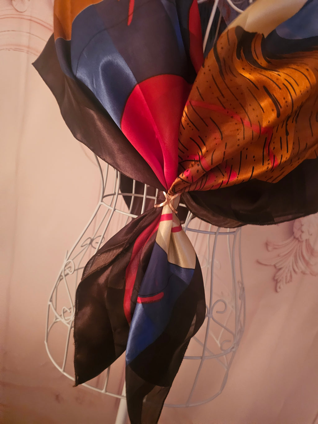 Ladies Large Multi Coloured Silk Blend Head or Neck Scarf