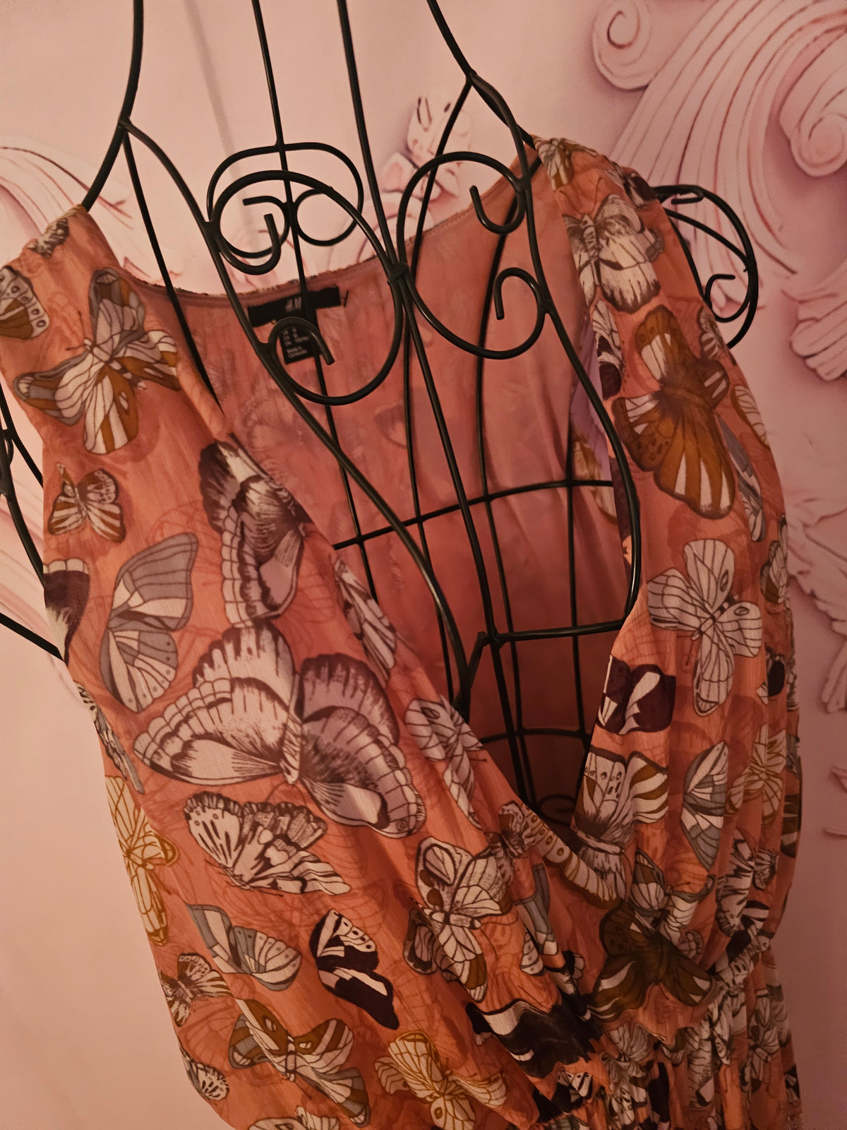 Ladies peach floral H & M dress