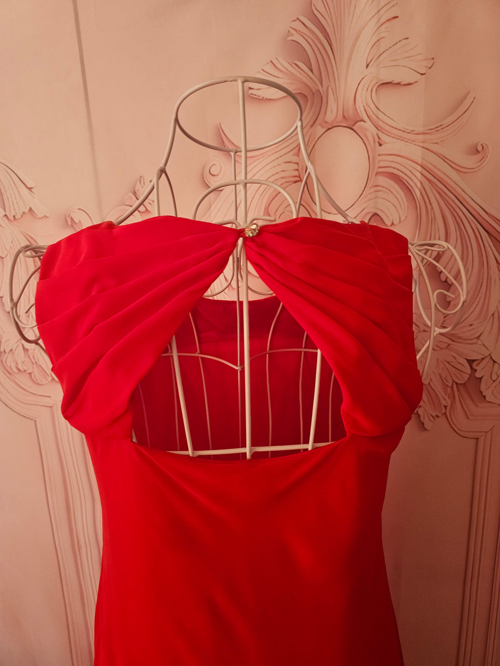 Ladies Red Monsoon Chiffon Evening Dress