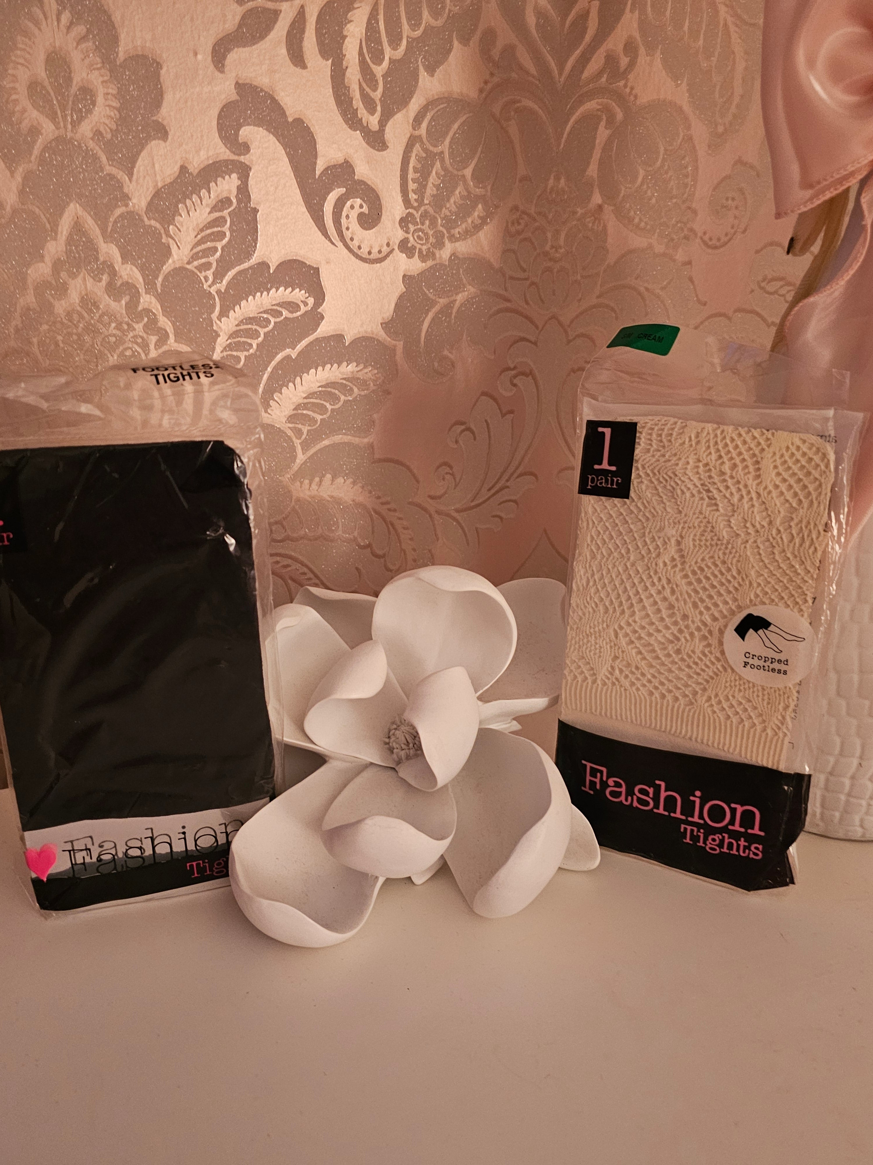 Ladies 2 x Footless Tights 1 x cream 1 x black