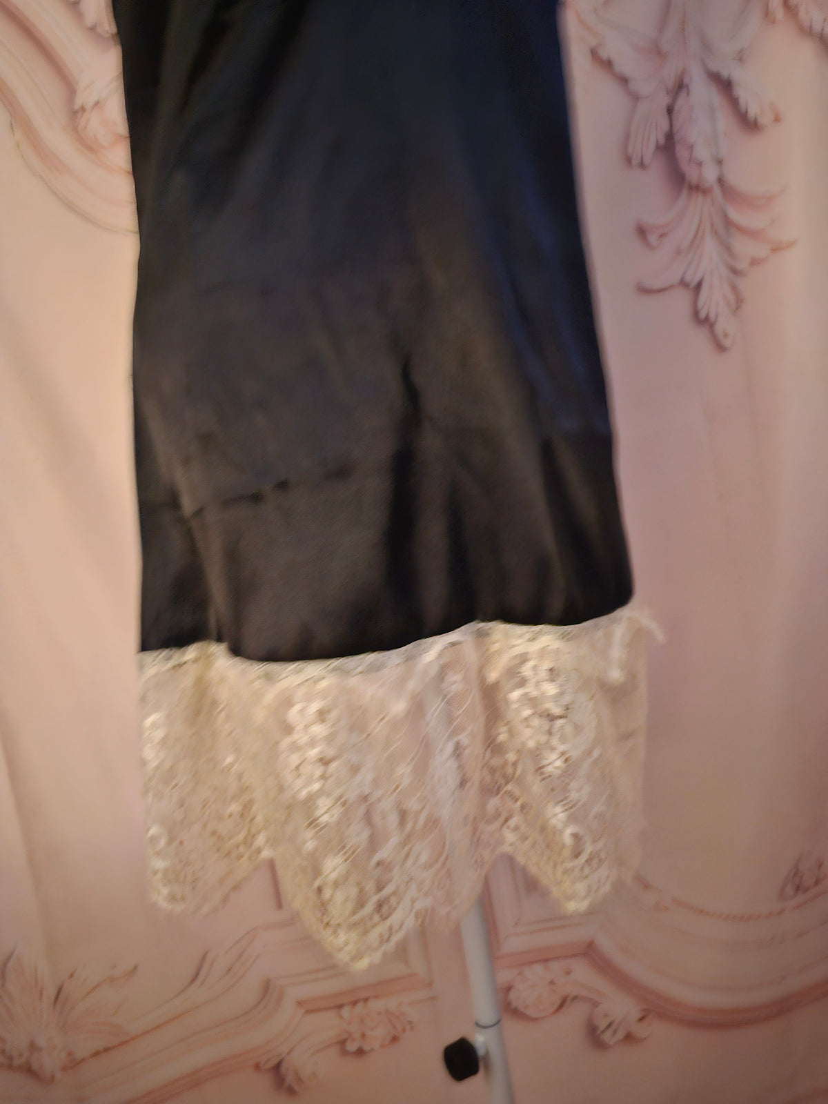 Ladies black satin negliee