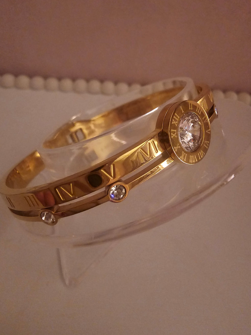 Ladies Solid Gold Plated dress bangles x 2