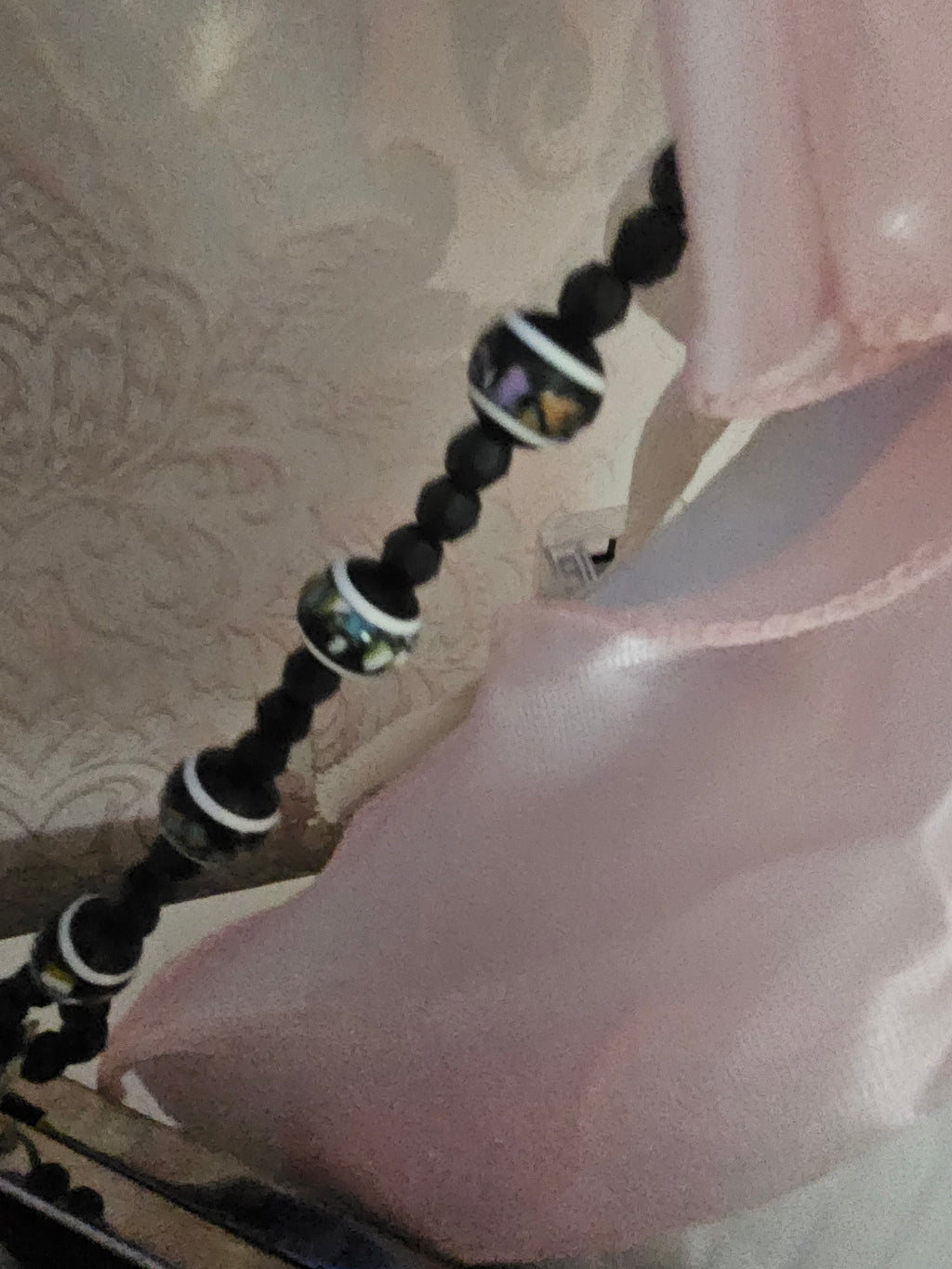 Ladies Black beaded & button detailed Shoulder strap bag