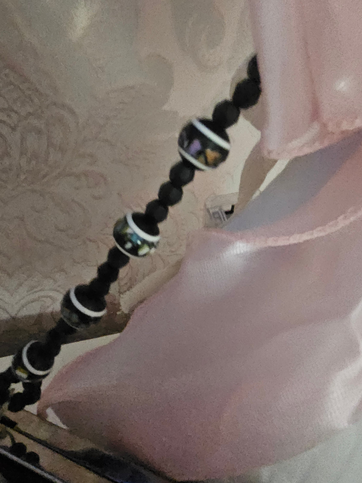 Ladies Black beaded & button detailed Shoulder strap bag