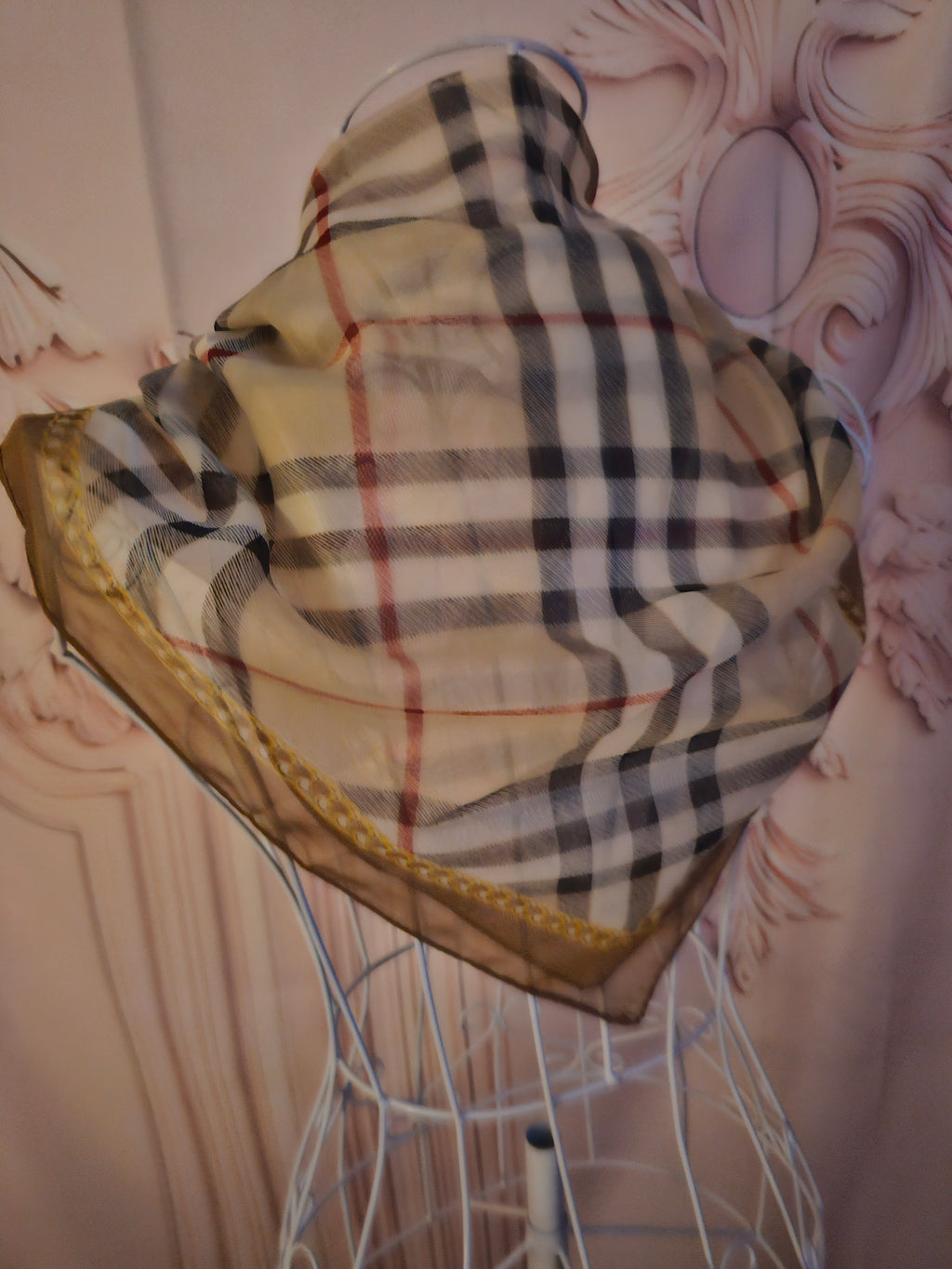 Ladies Brown Check Tartan woth Gold Magnet Fastner