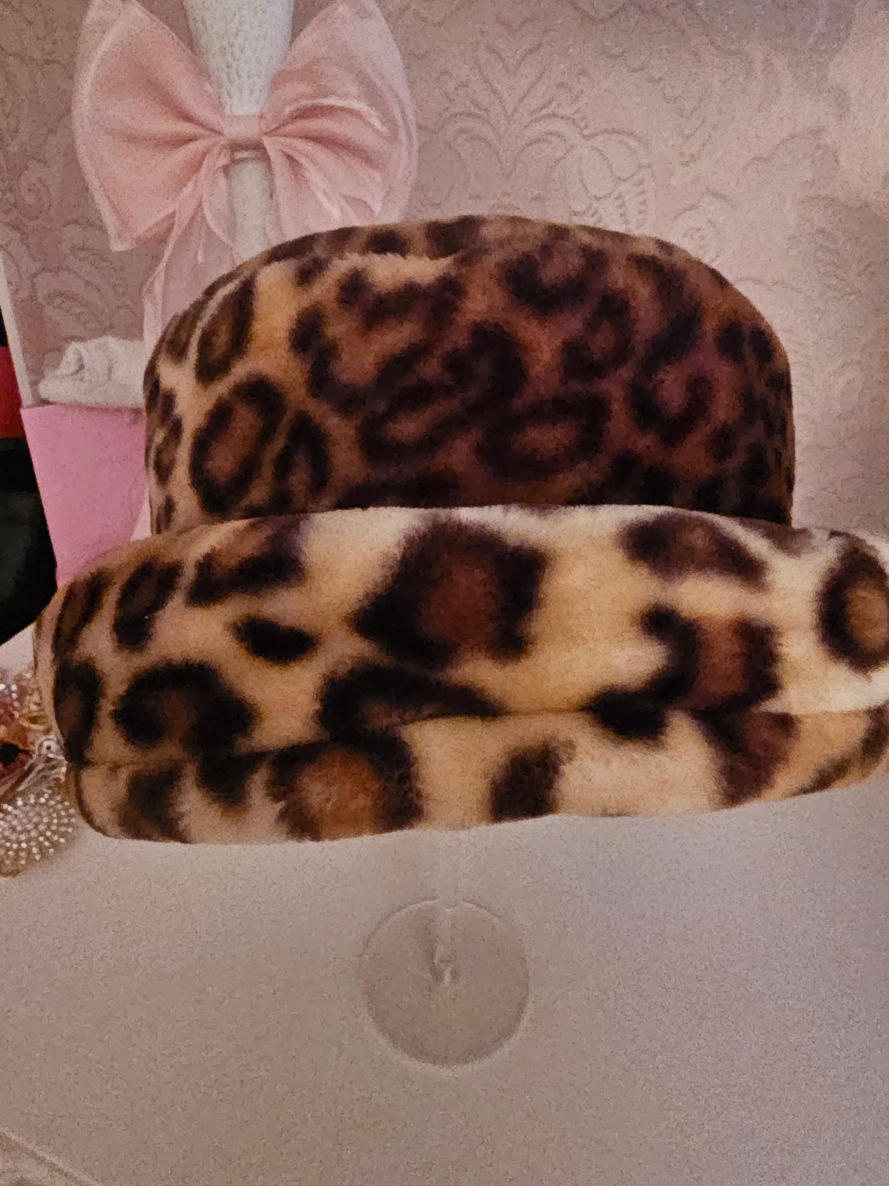 Ladies Leopard Print Fur Hat